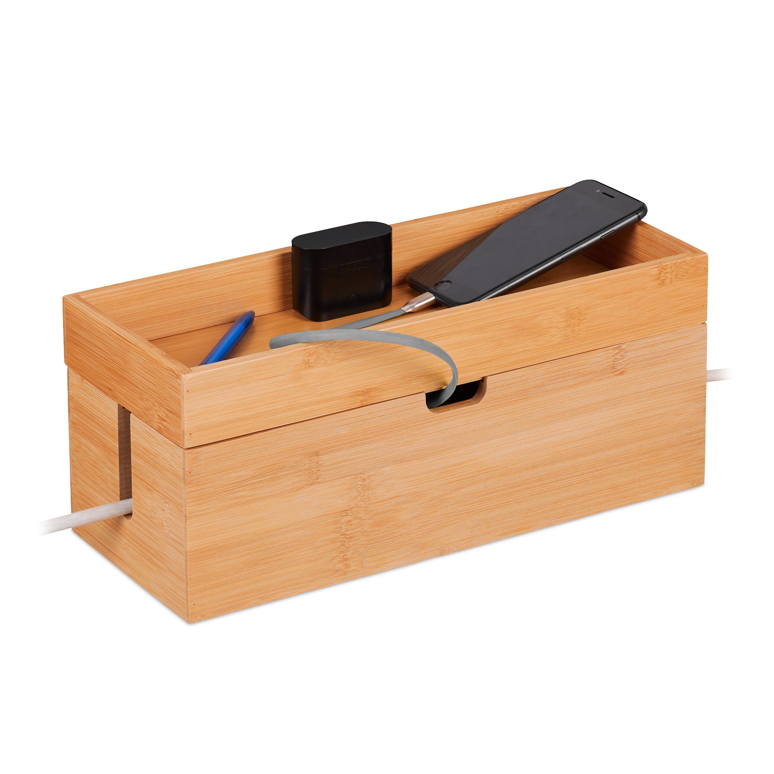 relaxdays Kabelbox aus Bambus günstig online kaufen