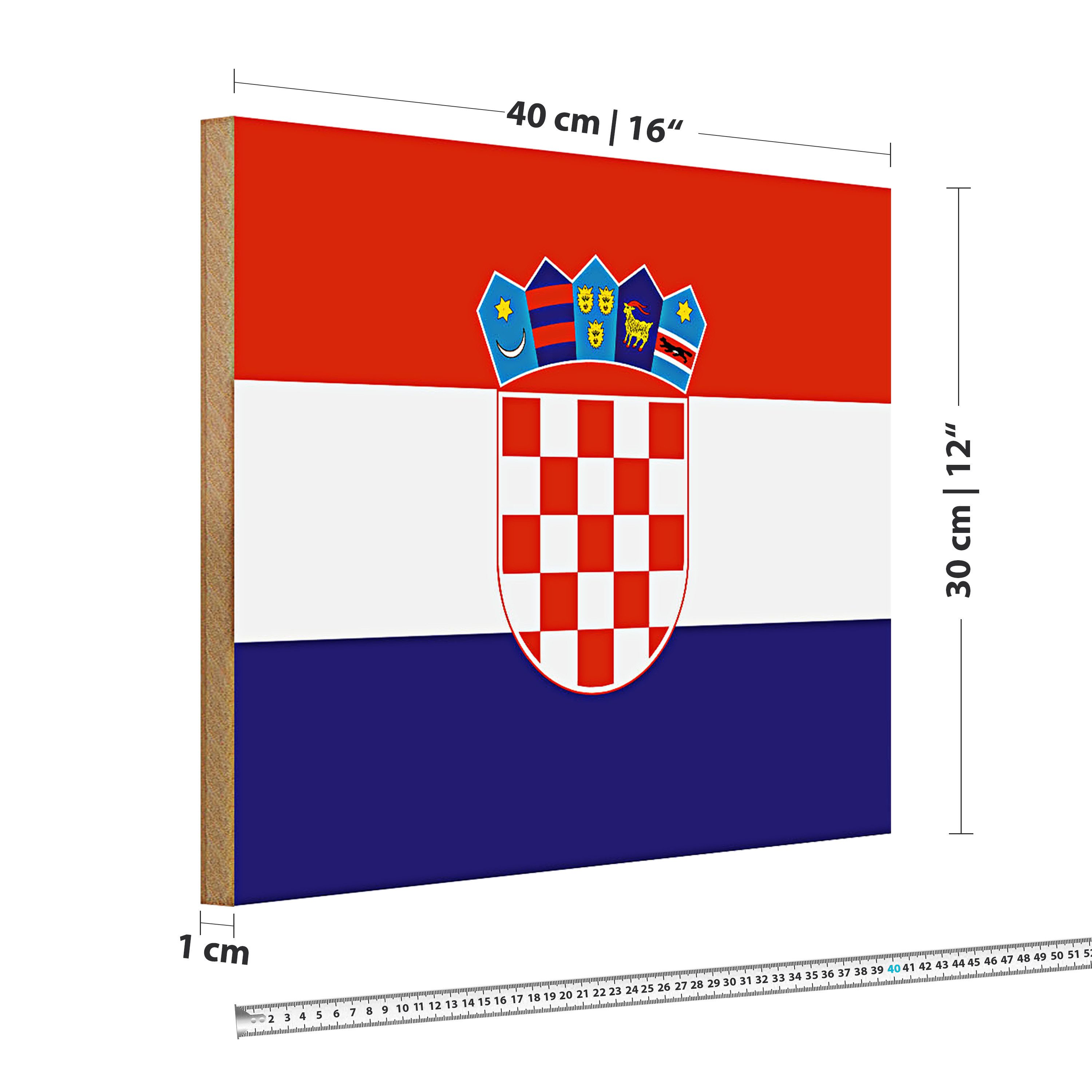 Roomando Holzbild Flagge Kroatien 40x30cm Flag of Croatia