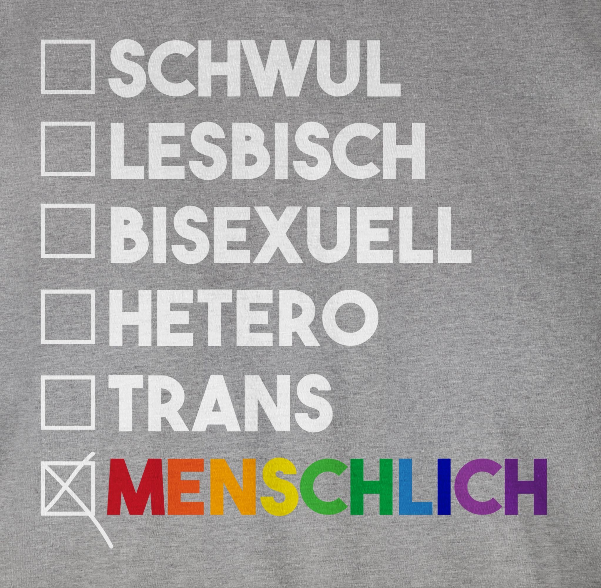 Shirtracer T-Shirt Menschlich - - Regenbogen meliert - weiß Wahl Pride Kleidung 02 Grau - Deine LGBT