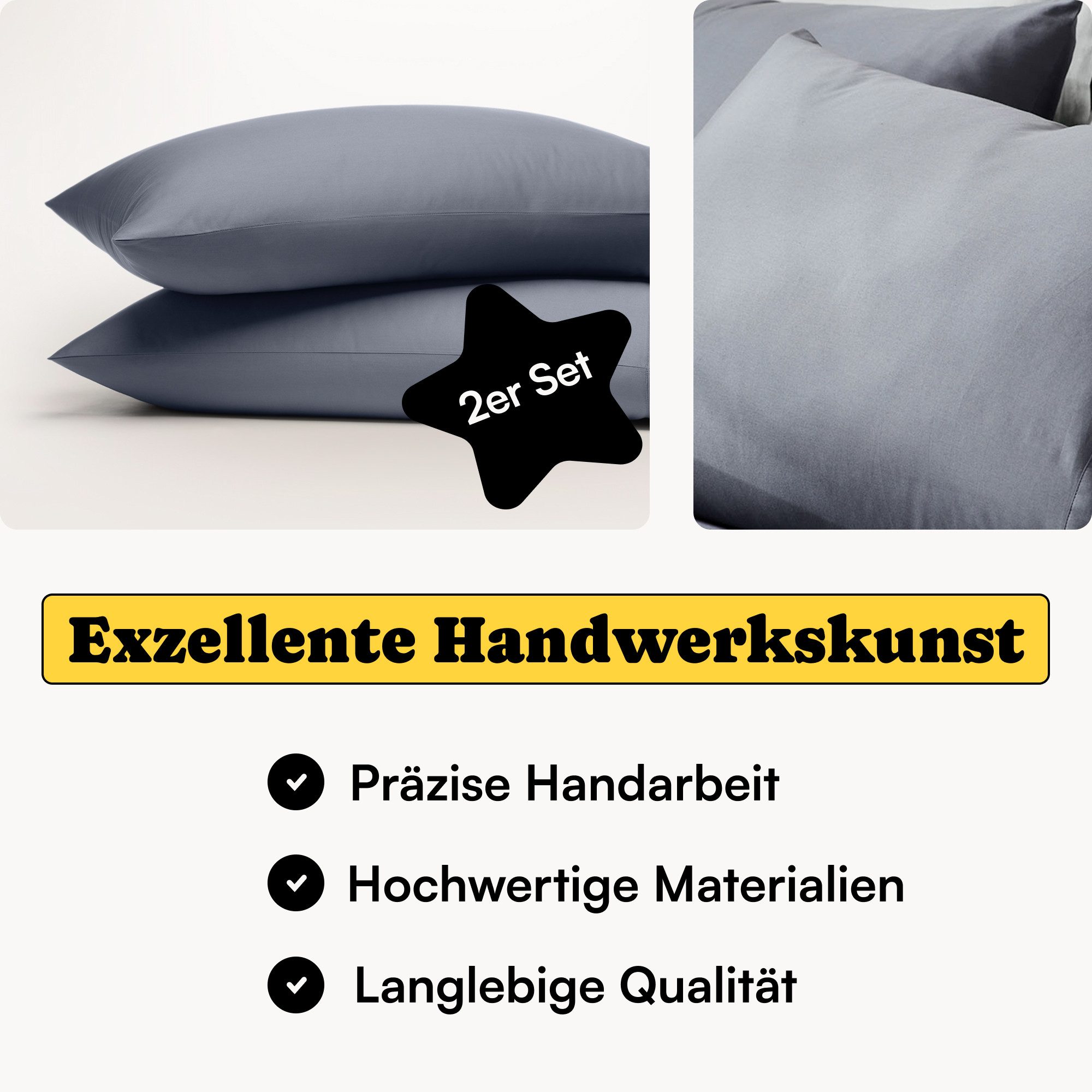Seralino Kissenbezüge Mako Satin Kissenbezug (100% Bio Baumwolle) weich, ha günstig online kaufen