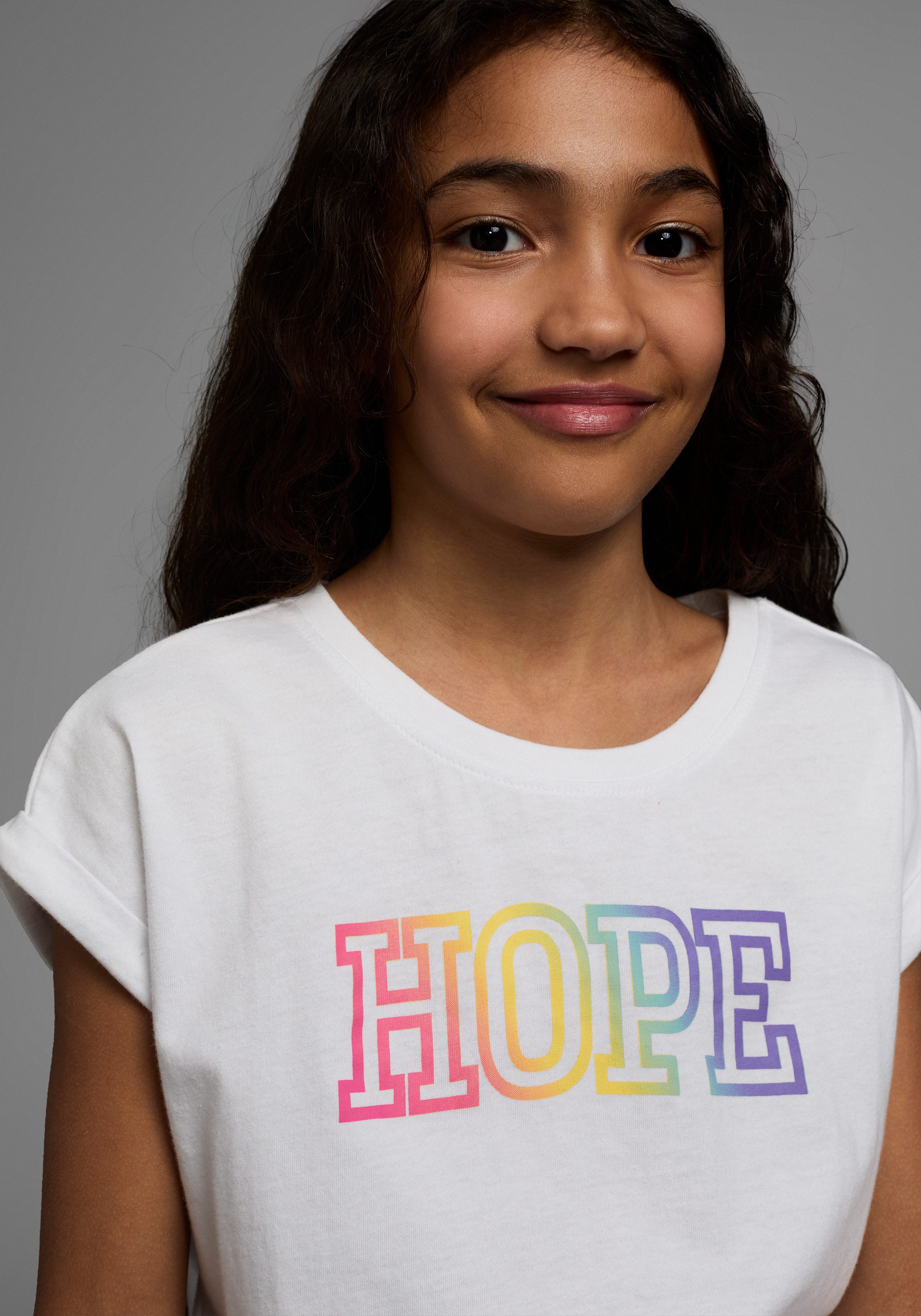 KIDSWORLD T-Shirt Mit Print: HOPE Kurzarm, bequeme Passform, mit Print, Rundhalsausschnitt