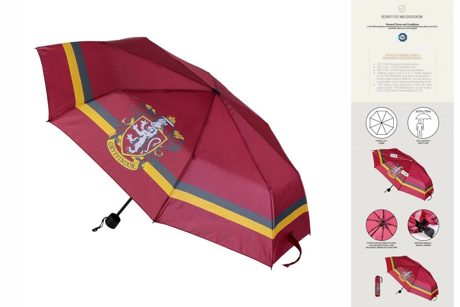 Harry Potter Taschenregenschirm Faltbarer Regenschirm Harry Potter Gryffindor Rot 53 cm