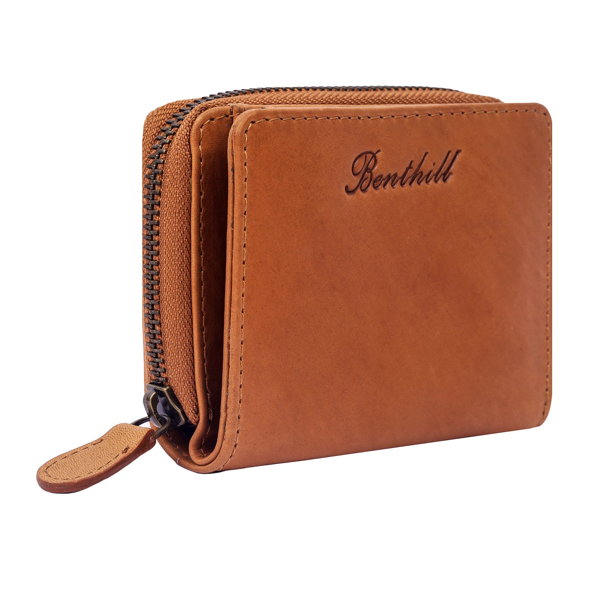 Benthill Geldbörse Klein Echt Leder RFID Damen & Herren Geldbeutel Slim-Wallet Portmonee, RFID-Schutz Kartenfächer Münzfach Reißverschlussfach