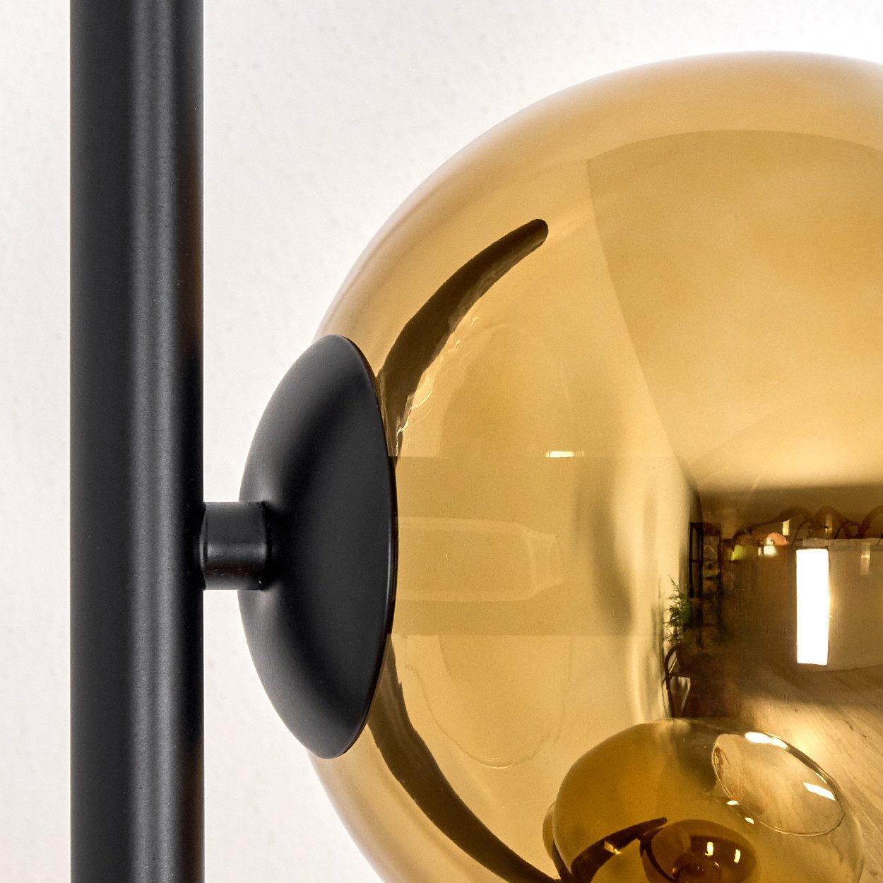 hofstein Stehlampe Stehlampe aus Metall/Glas in Schwarz/Gold/Klar, Retro/Vintage-Design, ohne Leuchtmittel, moderne Stehleuchte, Ø Schirme 15 cm, Fußschalter, 160 cm, E14