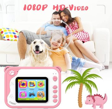 uleway Kinderkamera (12 MP, 1x opt. Zoom, inkl. mit robustem Design für kreative DIYFotos,HD-Videoaufnahme Lange Akku, Kinderkamera 1080P HD 2,4-Zoll-Bildschirmkamera 32 GB SD-Karte)