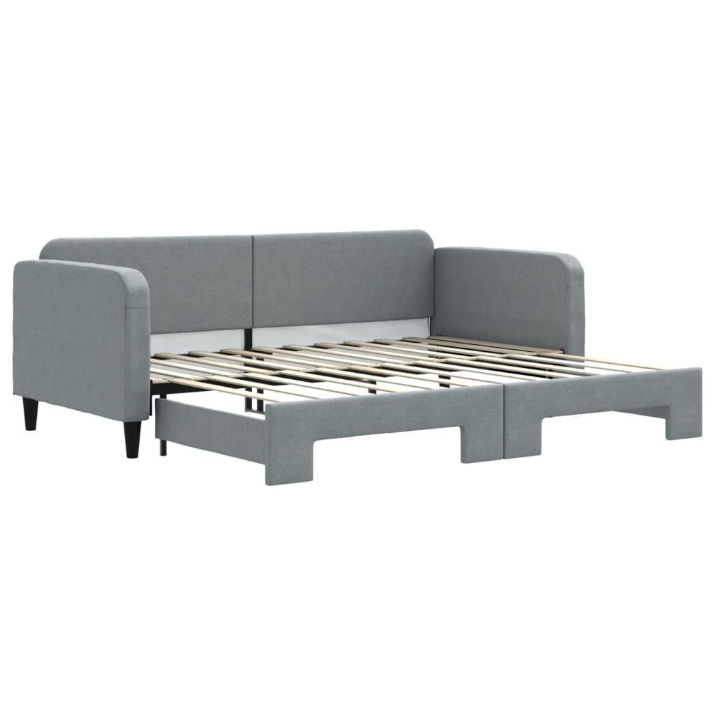 vidaXL Gästebett 90 x 200 cm Tagesbett Ausziehbar Hellgrau 90x200 cm Stoff Gästebett Be