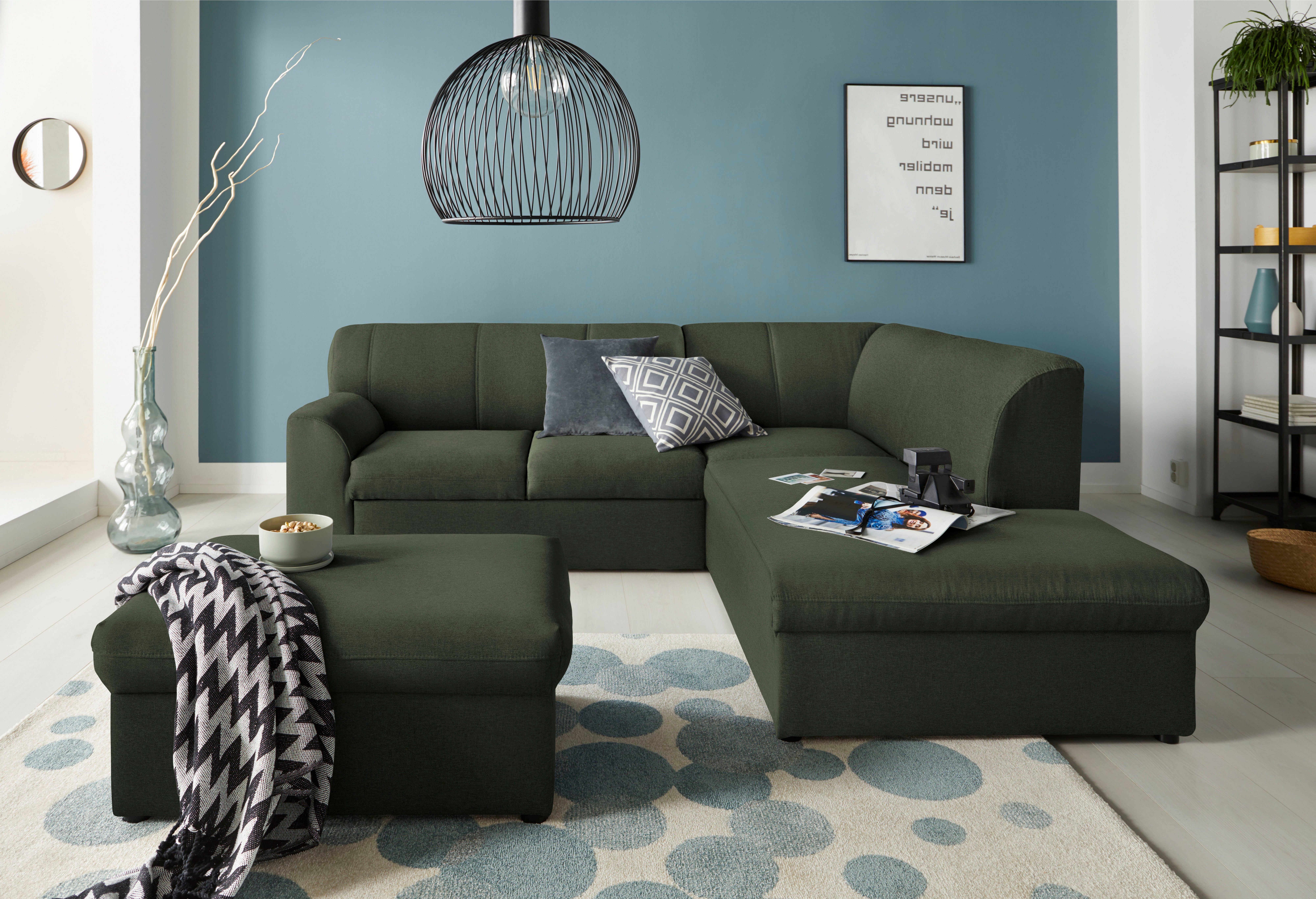 DOMO collection Ecksofa Topper zeitlos elegant, kompakte StellmaßeL-Form, mit Ottomane, wahlweise mit Schlaffunktion