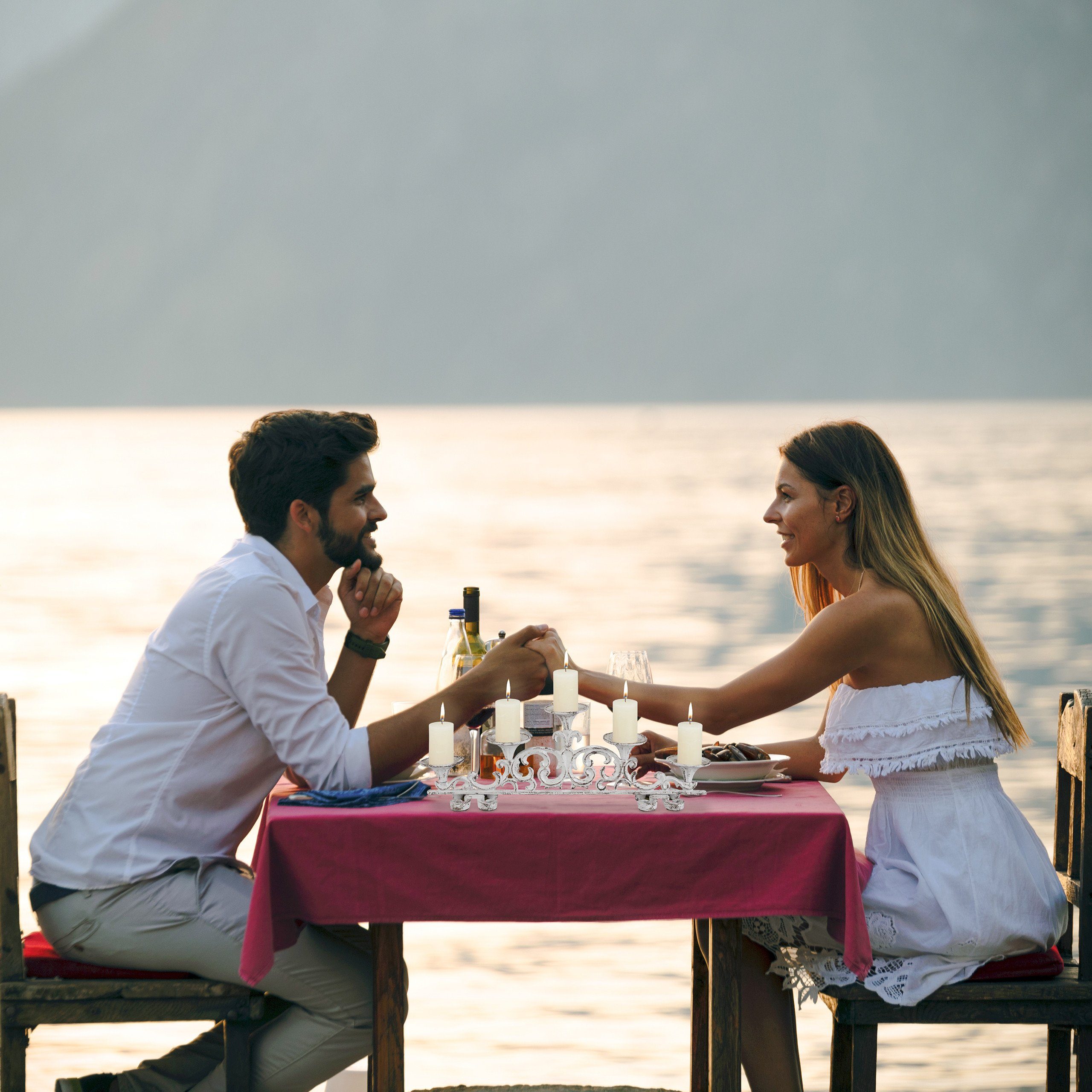 relaxdays Kerzenständer antik, weiß günstig online kaufen