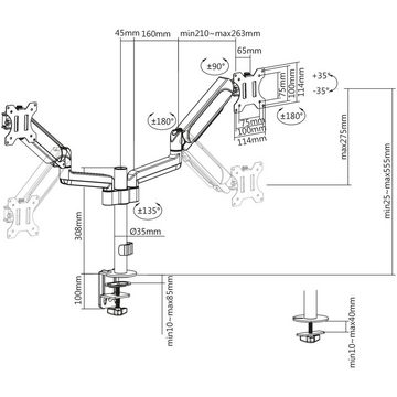 CAVO Bildschirmhalterung zweiarmig drehbar, schwenkbar, neigbar Monitor-Halterung, (für 2 Monitore 17 - 32 Zoll bis je 9 kg 2-armig Bildschirm)