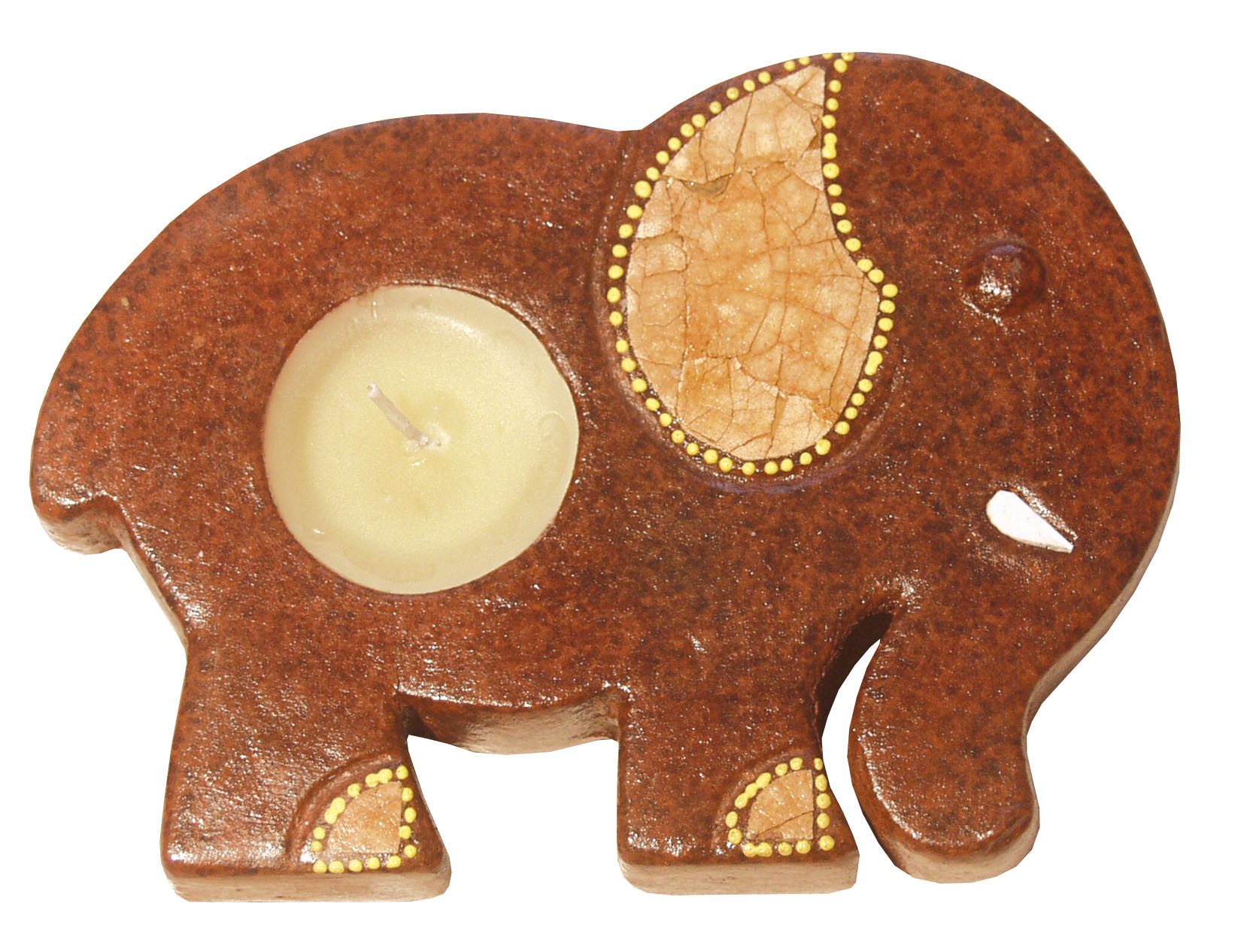 Saraswati Teelichthalter Teelichthalter "Elefant" Terracotta braun 15cm