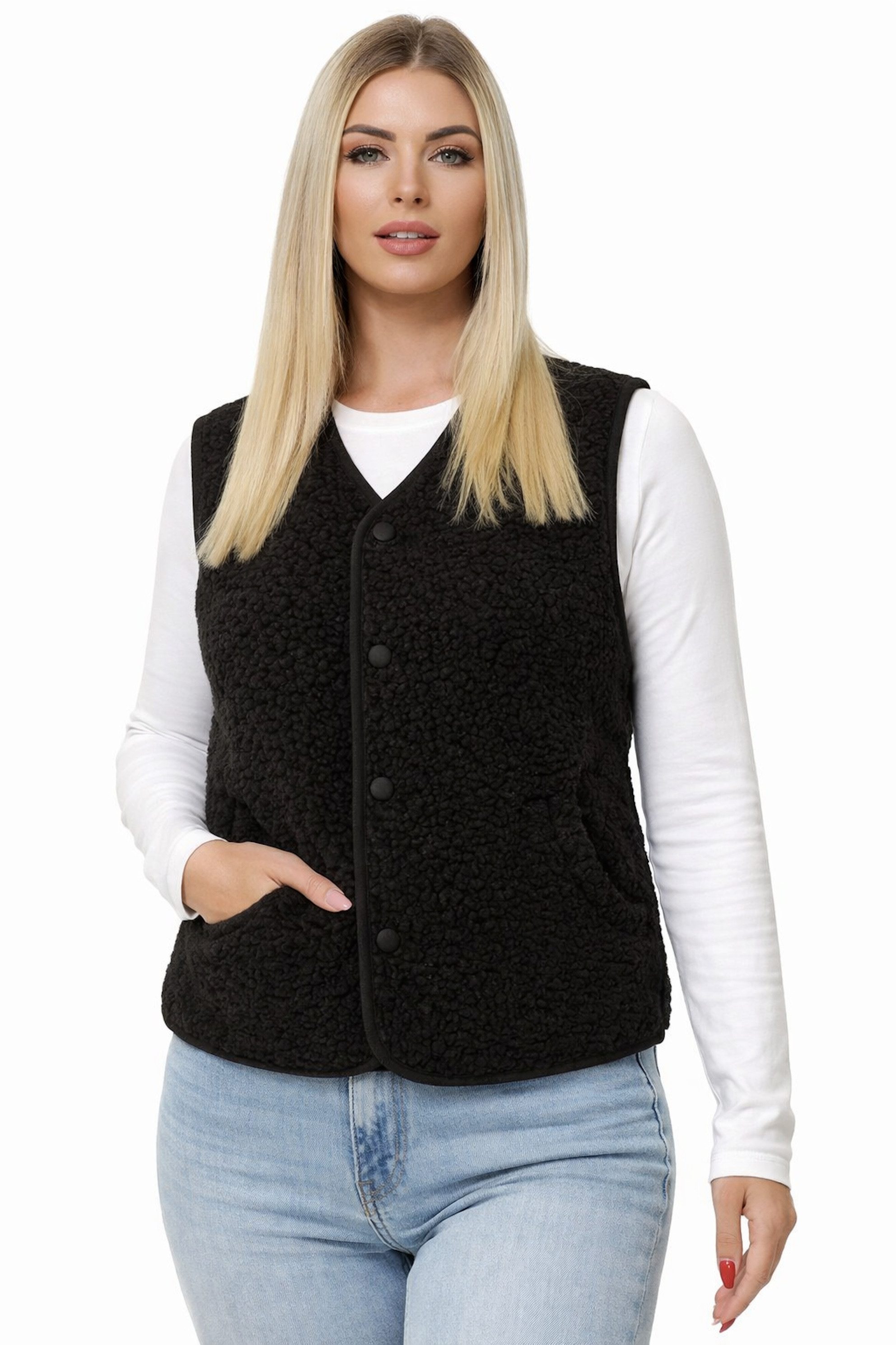 Worldclassca Fellimitatweste Worldclassca Teddy Weste Warm Kuschelig Kurz Herbst Winter Ärmellos Neue Kollektion - Stilvolle und gemütliche Mode für Damen