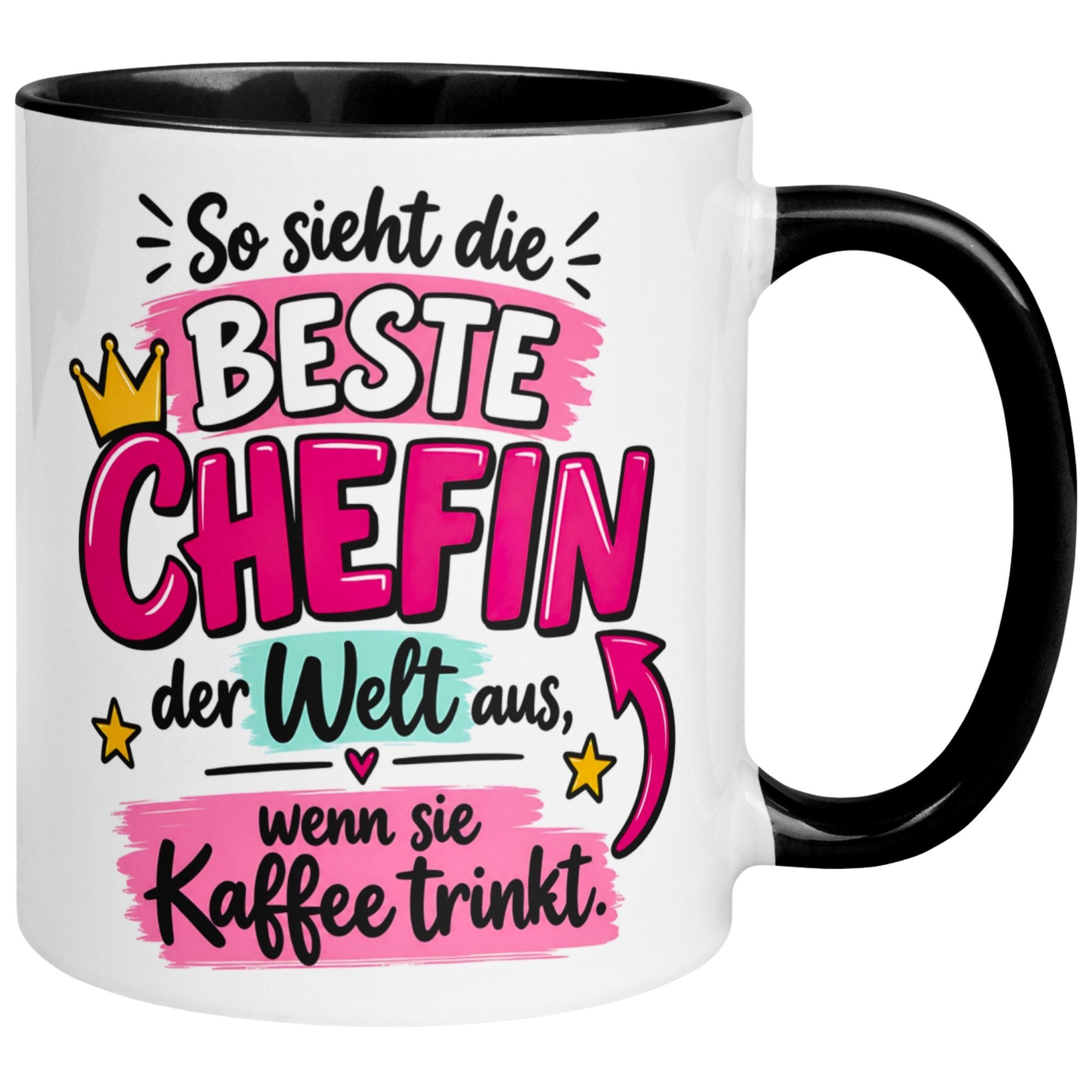 Momentals Tasse Chefin – „So sieht die beste Chefin der Welt aus“ – Geschenk Chefin, Gratis Versand · Links-&Rechtshänder · Spülmaschinenfest