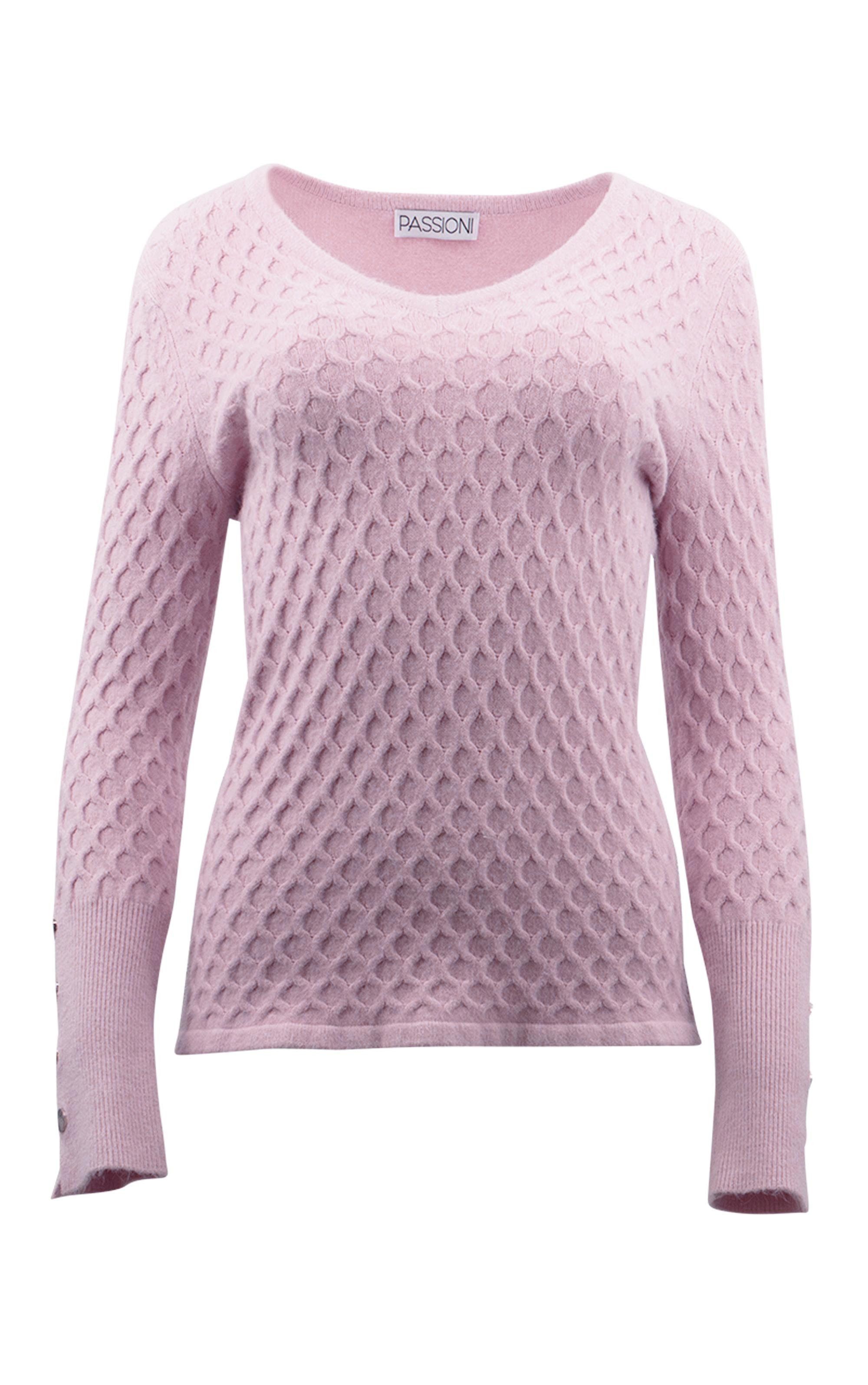 Passioni Strickpullover mit Rautenmuster und Knopf-Details günstig online kaufen