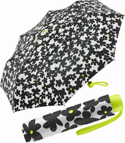 United Colors of Benetton Taschenregenschirm Super Mini - Flower lime punch, ein Blütenmeer für unterwegs