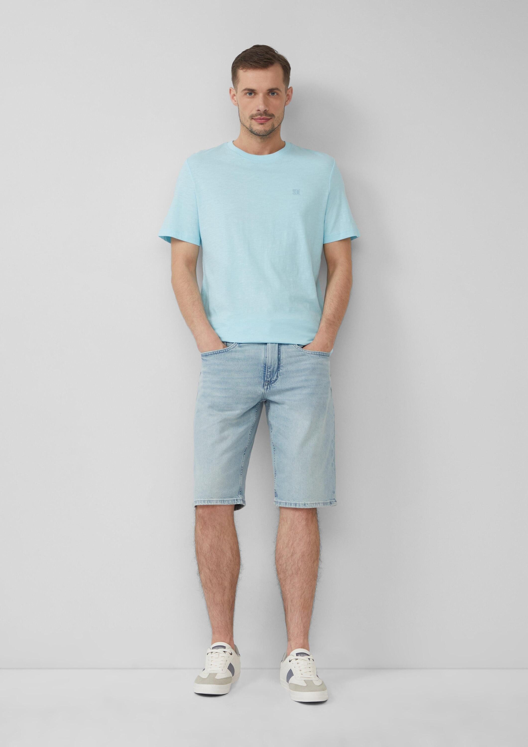 s.Oliver Kurzarmshirt T-Shirt T-Shirt mit Flammgarnstruktur und Logo-Print