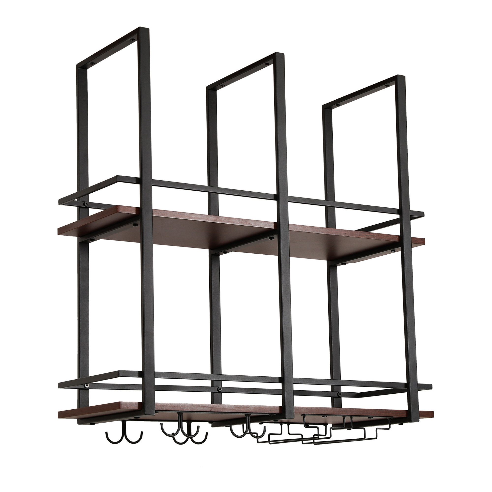 en.casa Weinregal, »Hubro« mit Glashalterung 80 x 30 x 85 cm Schwarz/Walnus günstig online kaufen