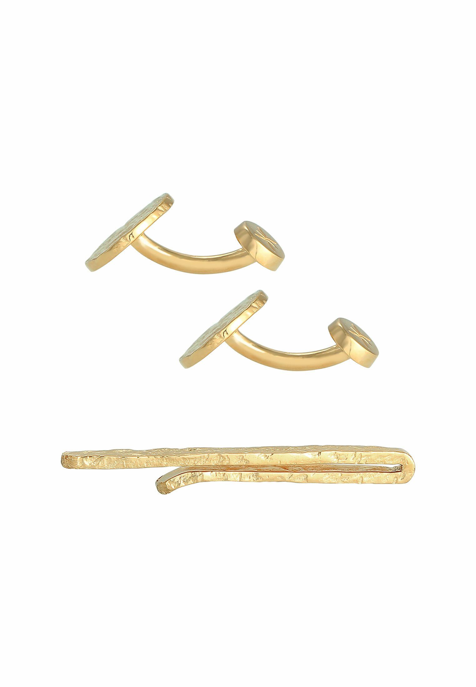 Kuzzoi Krawattennadel Krawattennadel Set Manschettenknöpfe Struktur Gold Silber