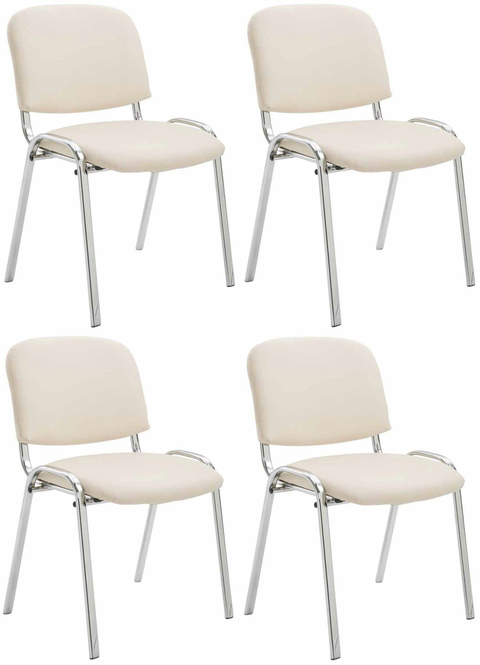 Gepolsterter (4er creme Chrom Besucherstuhl CLP Sitz Set), Kunstleder Ken