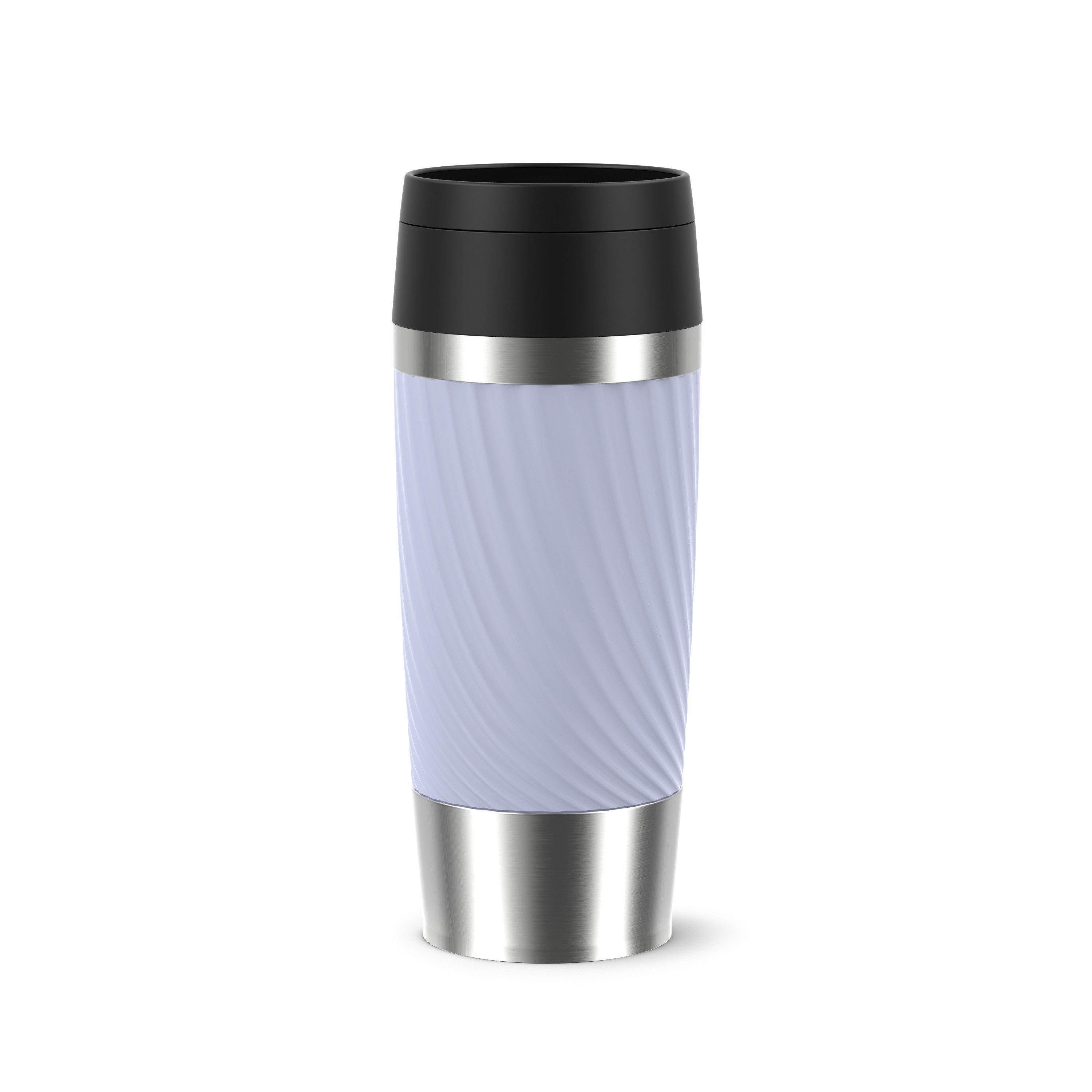 Emsa Thermobecher Travel Mug Classic Twist, 1-tlg., Edelstahl, Kunststoff, Silikon, 0,36 Liter, Comfort-Schraubverschluss, Quick-Press, auslaufsicher