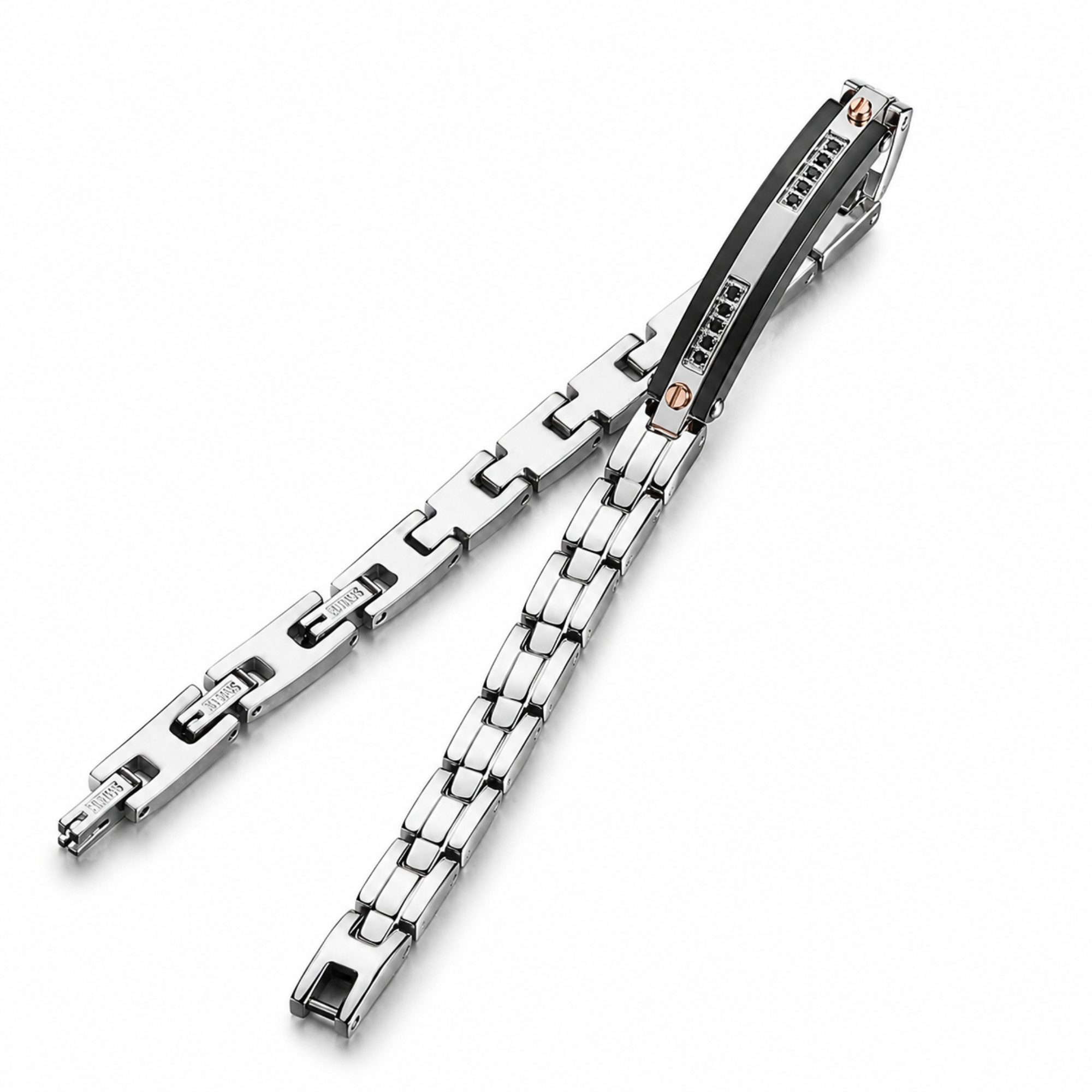 UNIQAL.de Edelstahlarmband Unisex NOX EDELSTAHL SILBER – Edelstahl & Zirkonia, Silber-Schwarz (mit klarer Formensprache, schlanker Silhouette und präzisen Detai – Bild 5 von 5