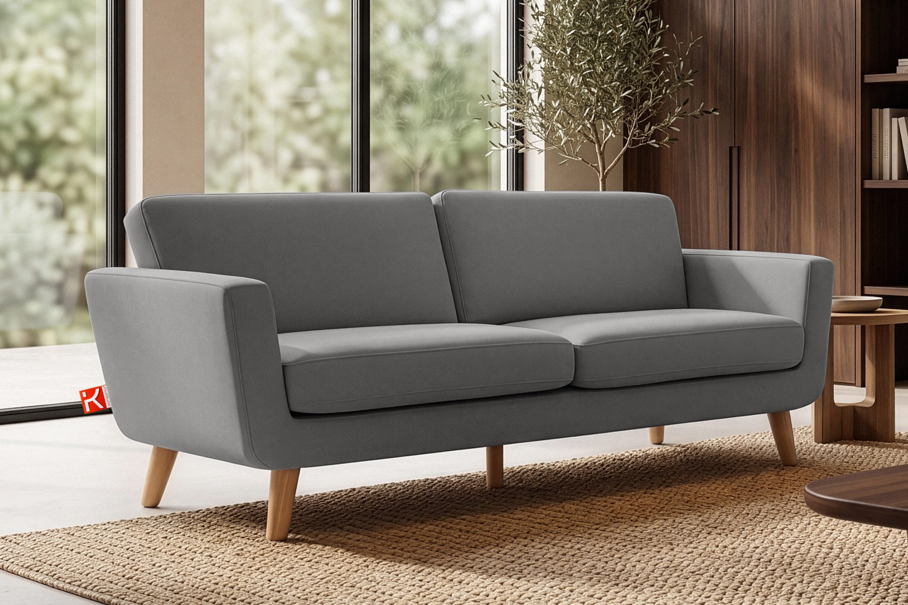 KONSIMO® 3-Sitzer TAGIO Sofa 3 Personen, hergestellt in Europa, 5 Jahre Garantie, mit Armlehnen,Scandi-Stil,Made in Europe,Gestell aus Massivholz