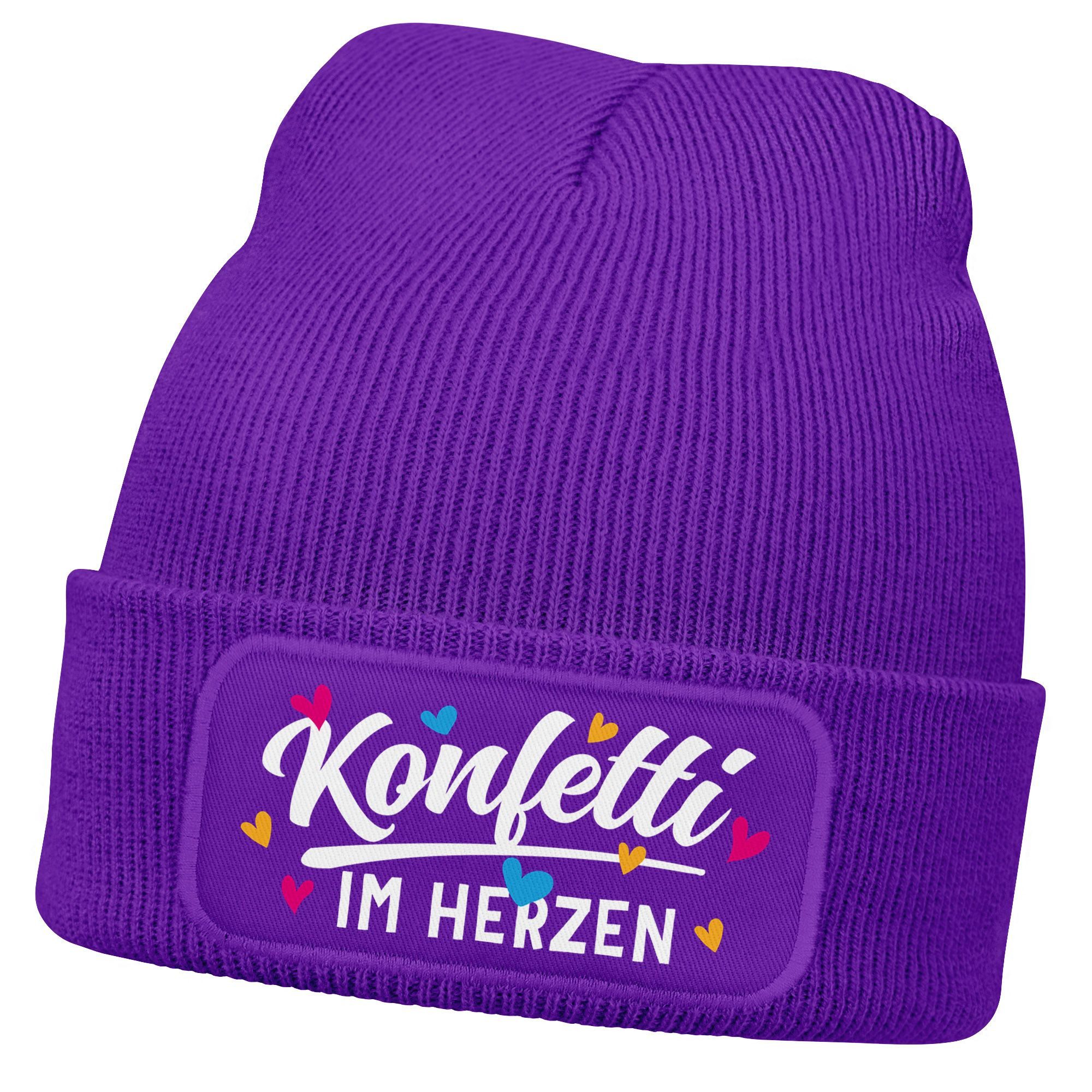 MoonWorks Strickmütze Damen Beanie mit Patch Strickmütze mit Spruch Fasching Karneval Party