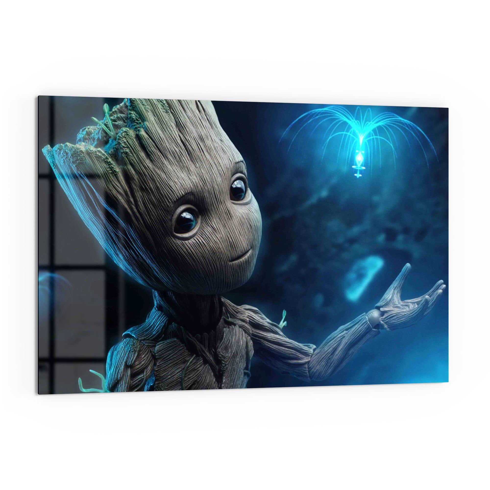 DEQORI Küchenrückwand 'Niedlicher Baby Groot', Glas Spritzschutz Badrückwand Herdblende