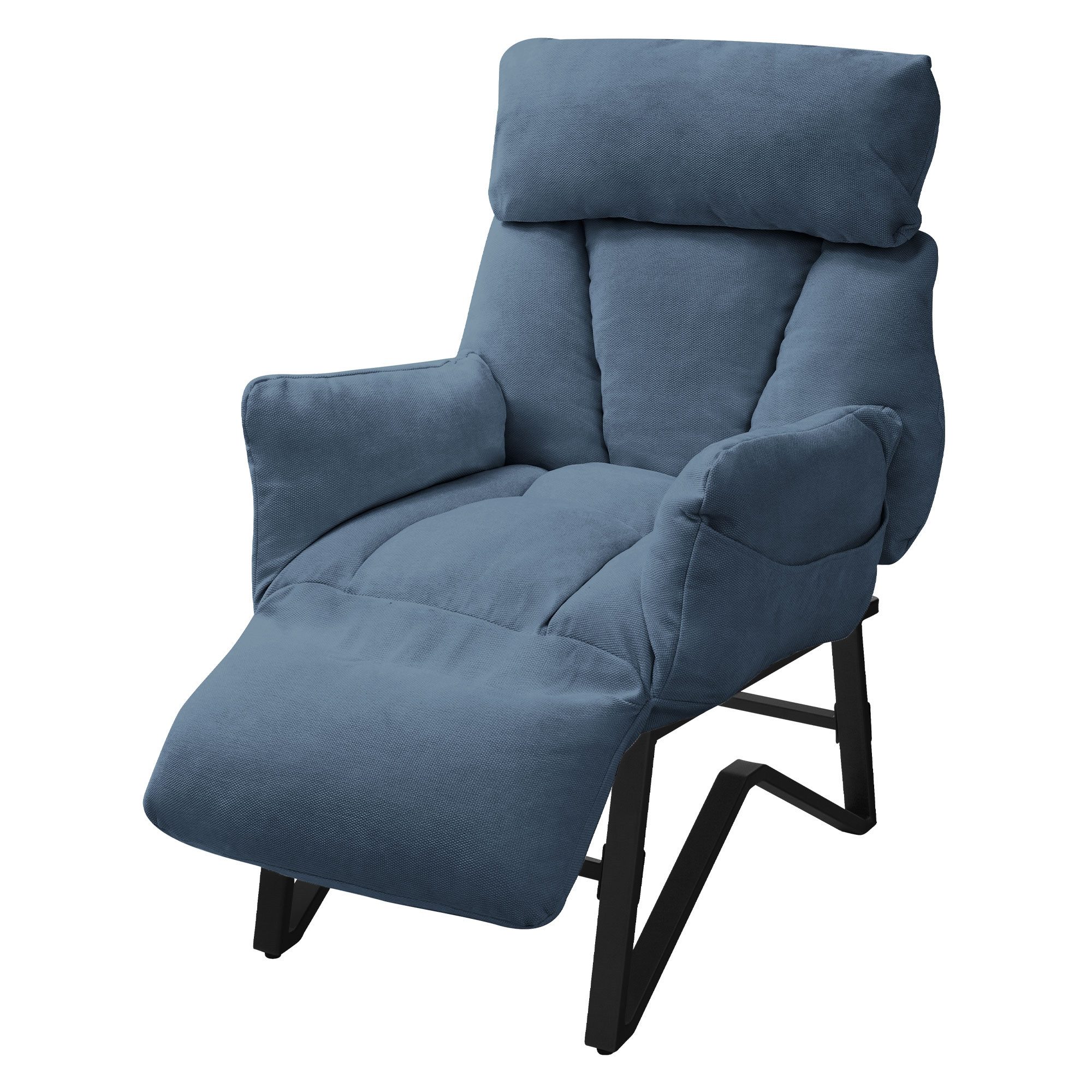 ML-DESIGN Loungesessel Sessel mit Liegefunktion & Fußablage Relaxsessel bequem für Wohnzimmer, Fernsehsessel mit verstellbarer Rückenlehne Armlehnen Lesesessel Blau