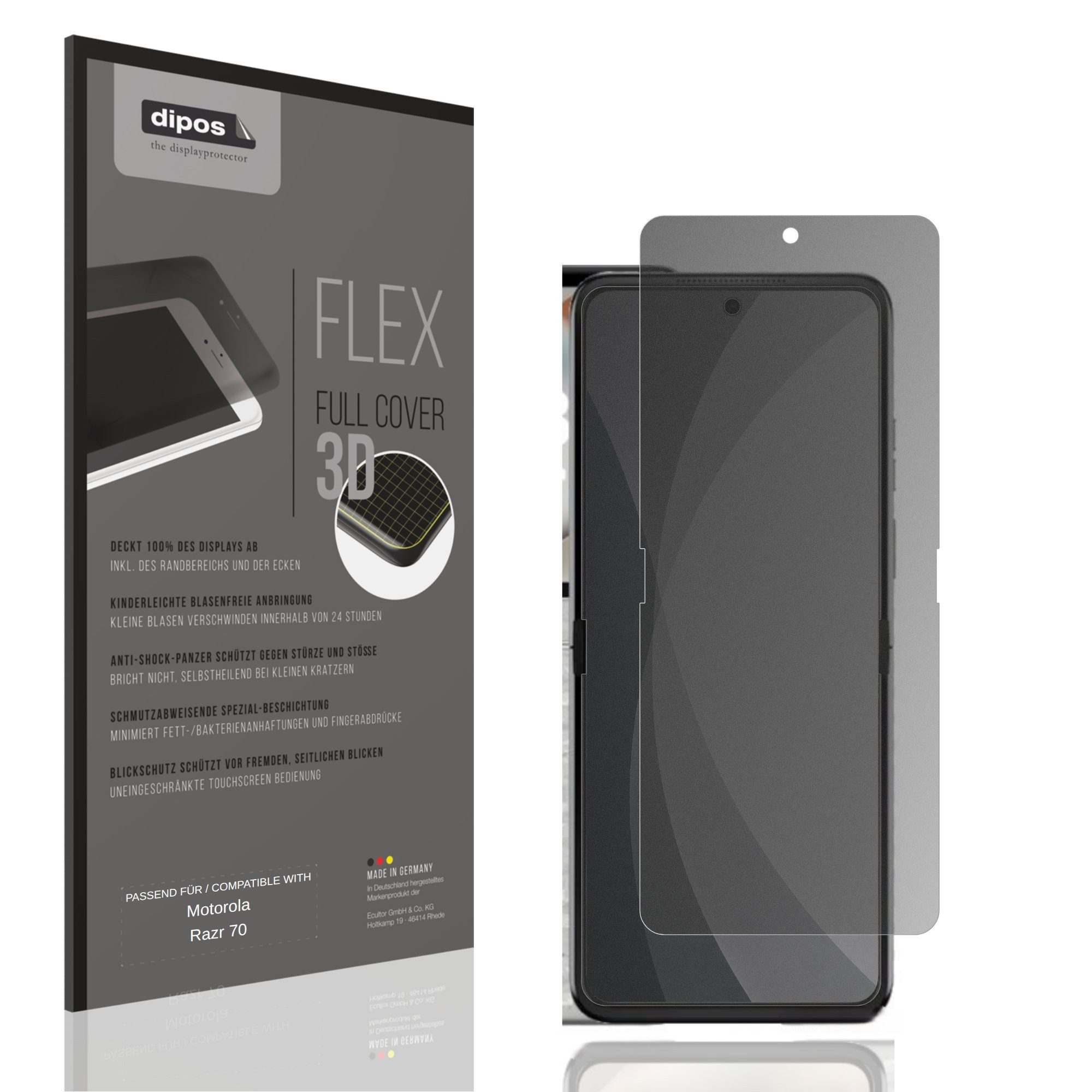 dipos Displayschutzfolie Schutzfolie für Motorola Razr 70 Innenseite, 1 Stück, Displayschutz Schutz Folie Made in Germany