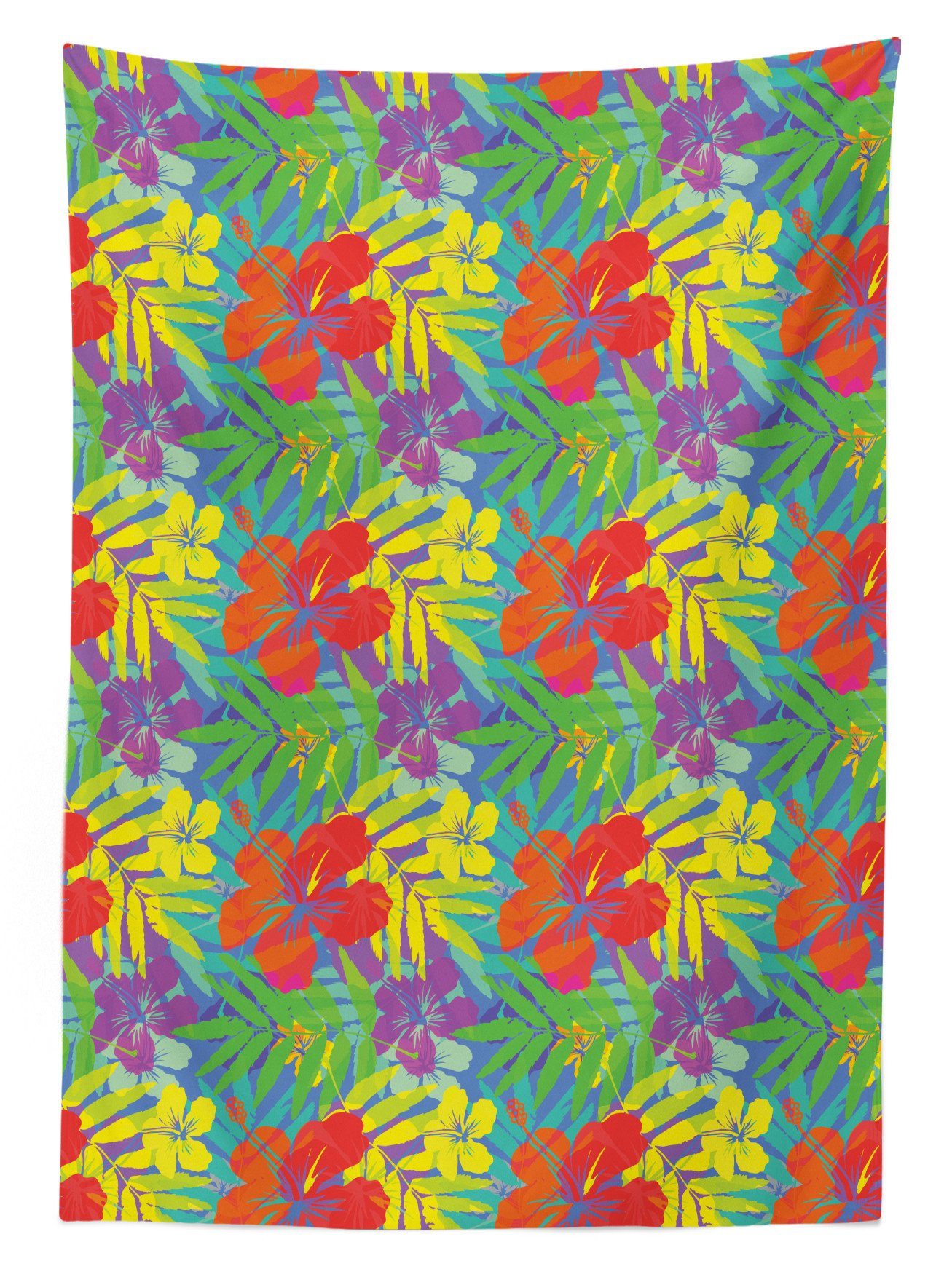 Bereich Hibiscus Außen Farbfest Farben, Für Tischdecke den Luau Vibrant Zusammenfassung Klare Abakuhaus Waschbar geeignet