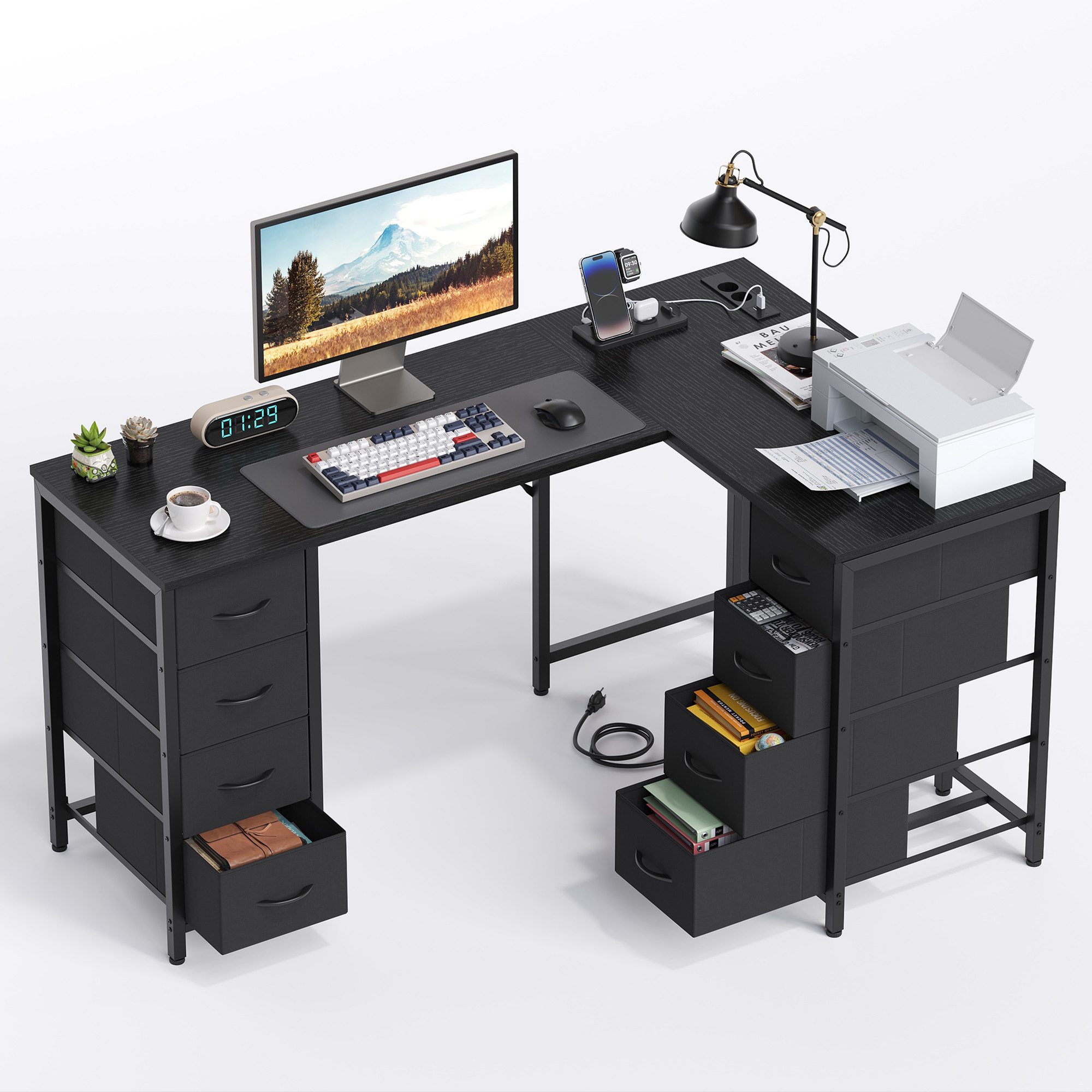 Schreibtisch Reversibler L-Form-Eckschreibtisch, Computertisch, Gamingtisch