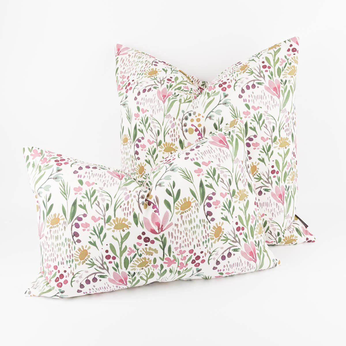 SCHÖNER LEBEN. Dekokissen Kissenhülle Aquarell Blumen weiß rosa grün in versch. Größen, made in Germany,handmade,Digitaldruck