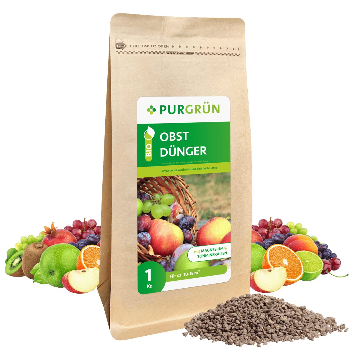 Obstdünger Purgrün Bio Obstdünger, NPK 6+3+8, Magnesium, 1 kg