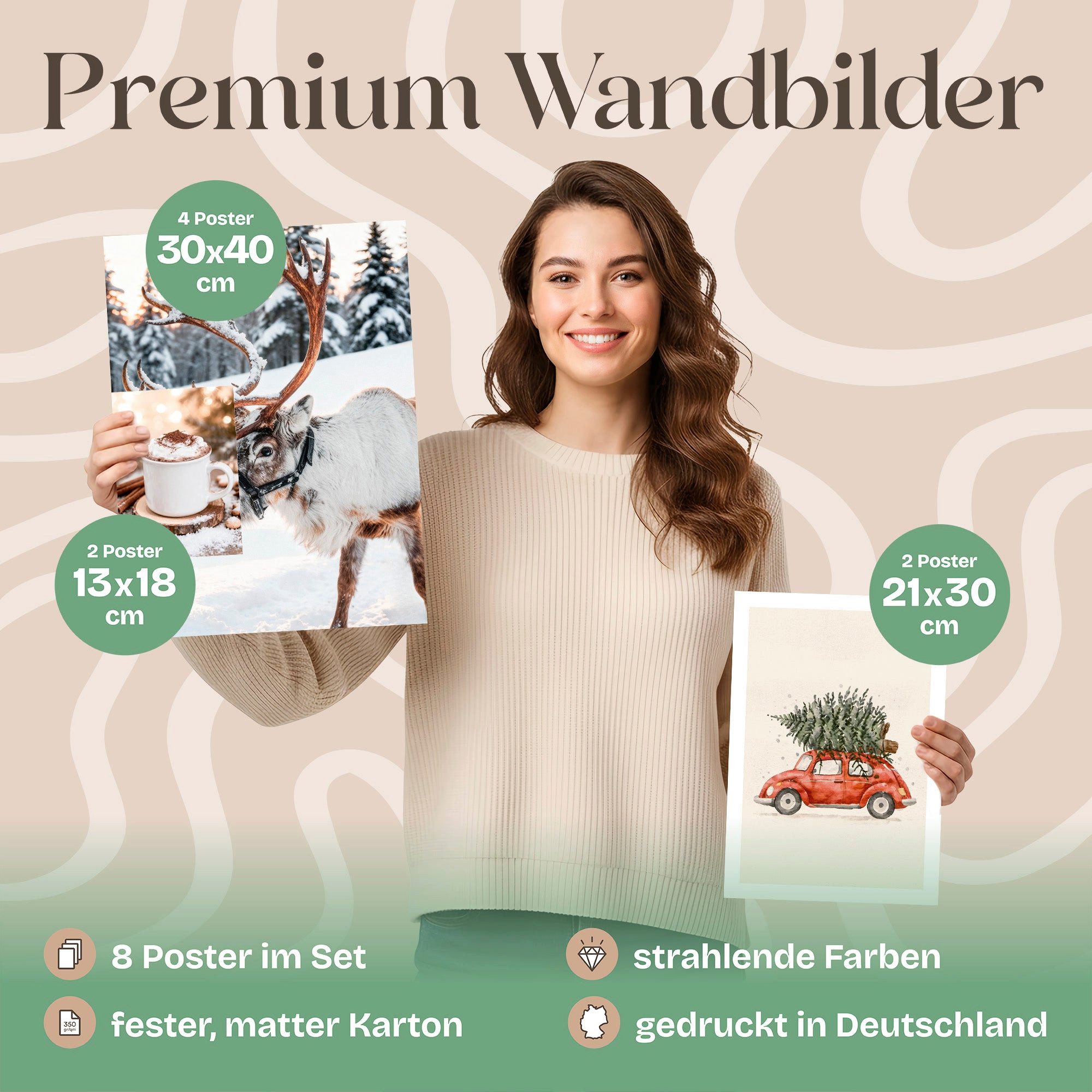 ARTFAVES Bilder-Collage Poster Set Christmas Holidays I mehrteilige Bilderwand I Wandbilder We, (Wandbilder modern, 8 St)