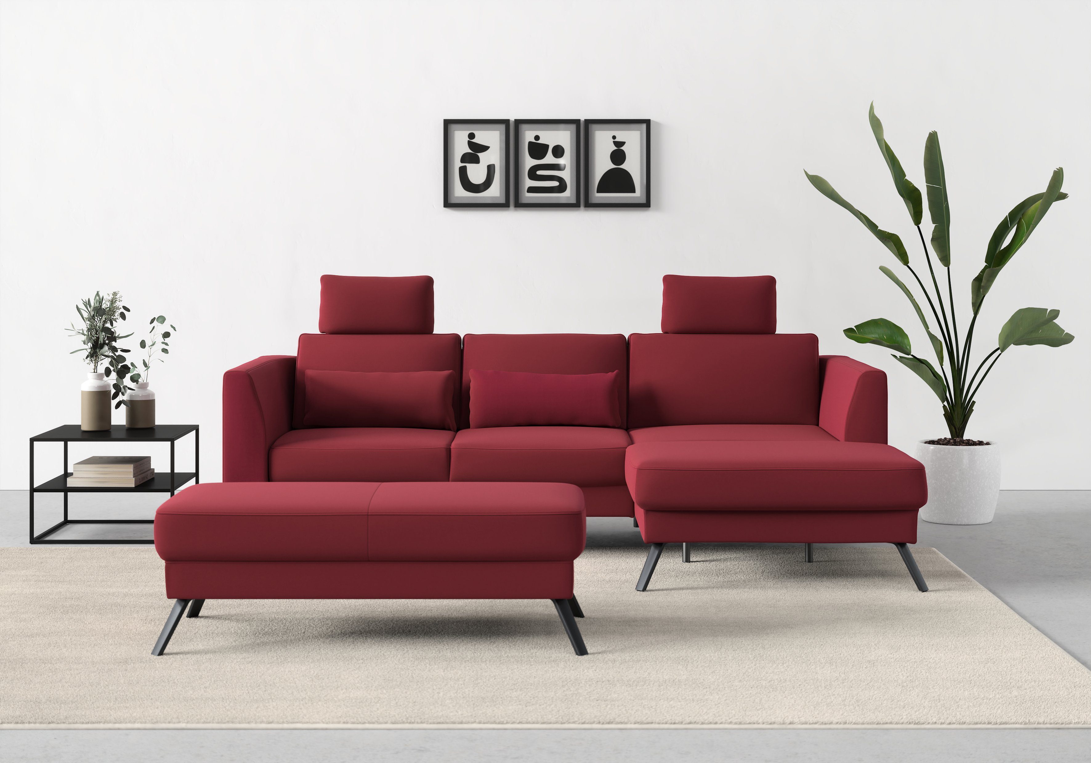 sit&more Ecksofa Lindholm, mit Federkern und Sitztiefenverstellung