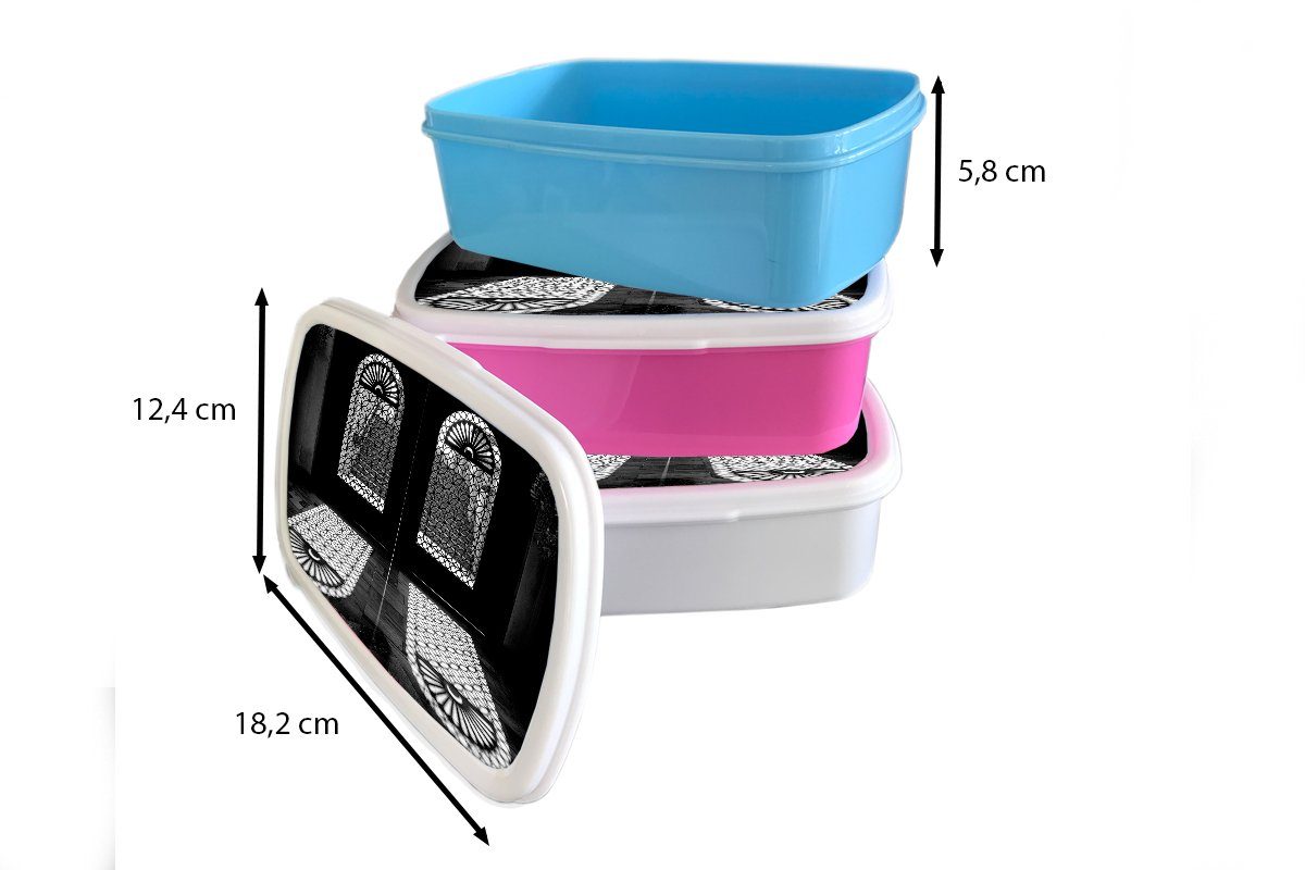 - Schatten Brotbox Brotdose Kunststoff, für Erwachsene, Türen Kinder, Licht, Lunchbox Muster rosa Mädchen, Snackbox, (2-tlg), - - MuchoWow Kunststoff