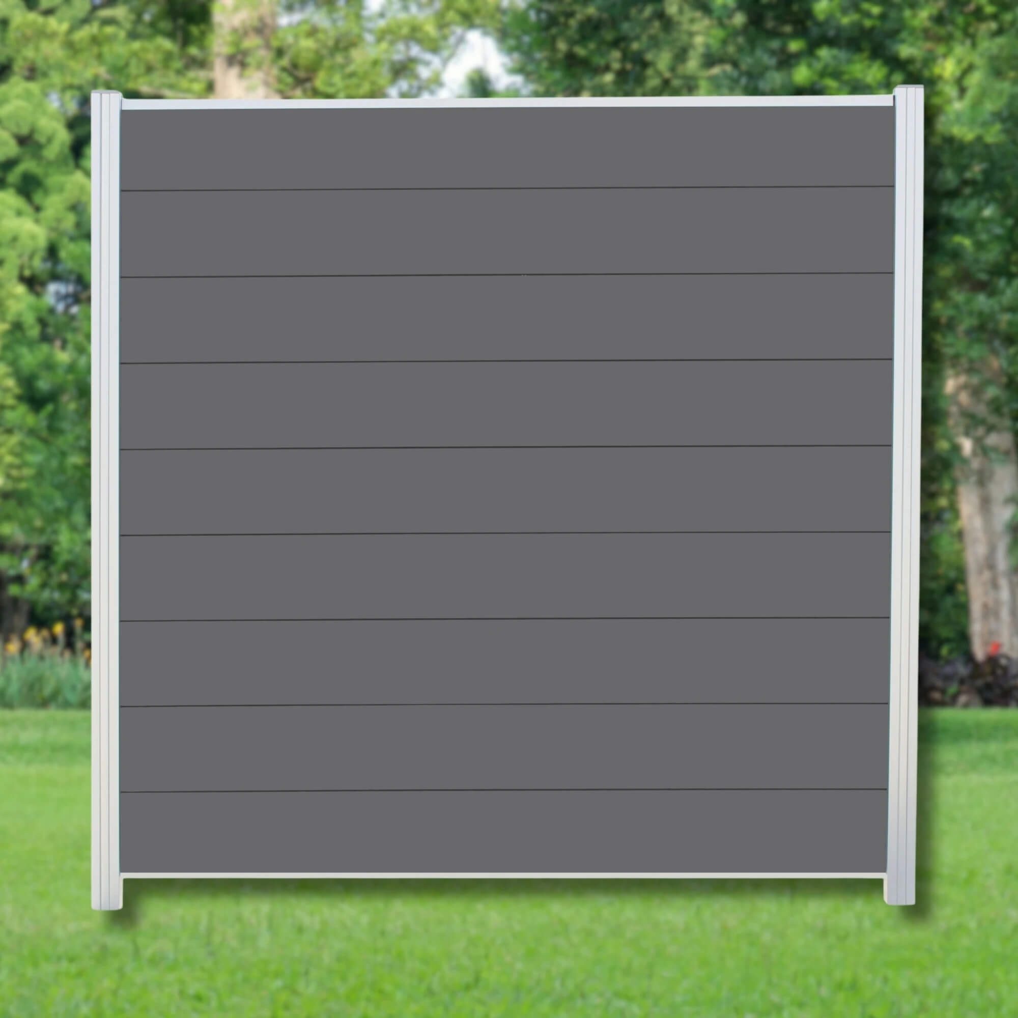 WPC Profi Zaun Komplettset Sichtschutzzaun Gartenzaun Alupfosten Anthrazit 180x180cm, (Komplettset, mit Start- und Abschlussleisten, Pfosten und Zubehör)