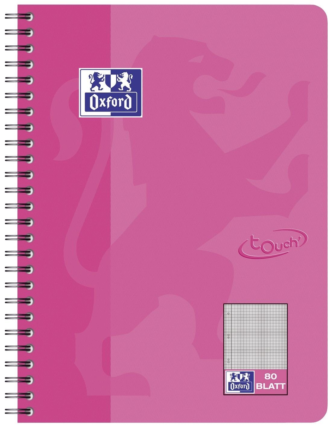 OXFORD Notizblock Collegeblock Touch - B5, kariert, 80 Blatt, 90 g/qm, rosa