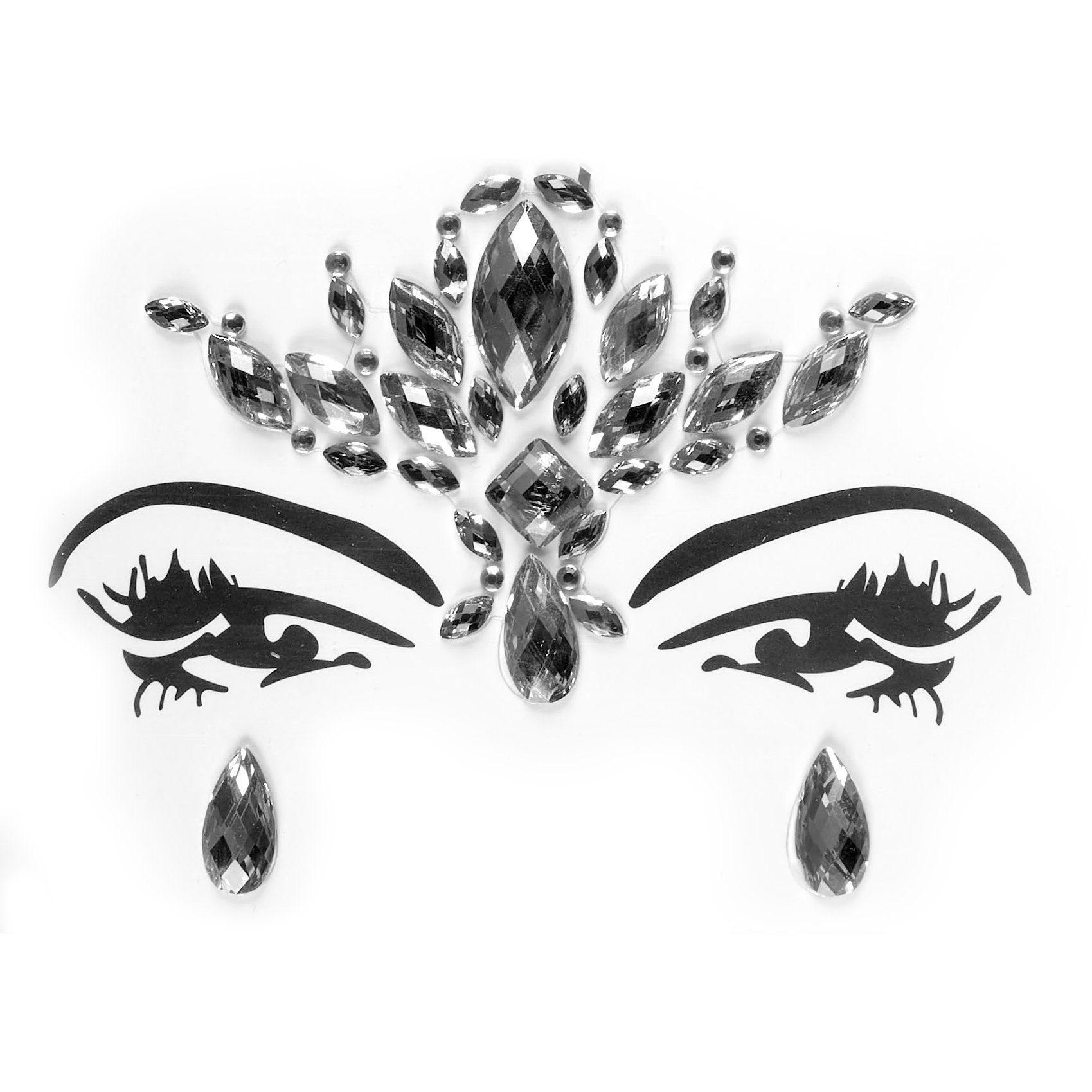 Metamorph Theaterschminke Glitzerkrone Face Jewels, Selbstklebender Glitzerschmuck für Deinen Festival-Look!