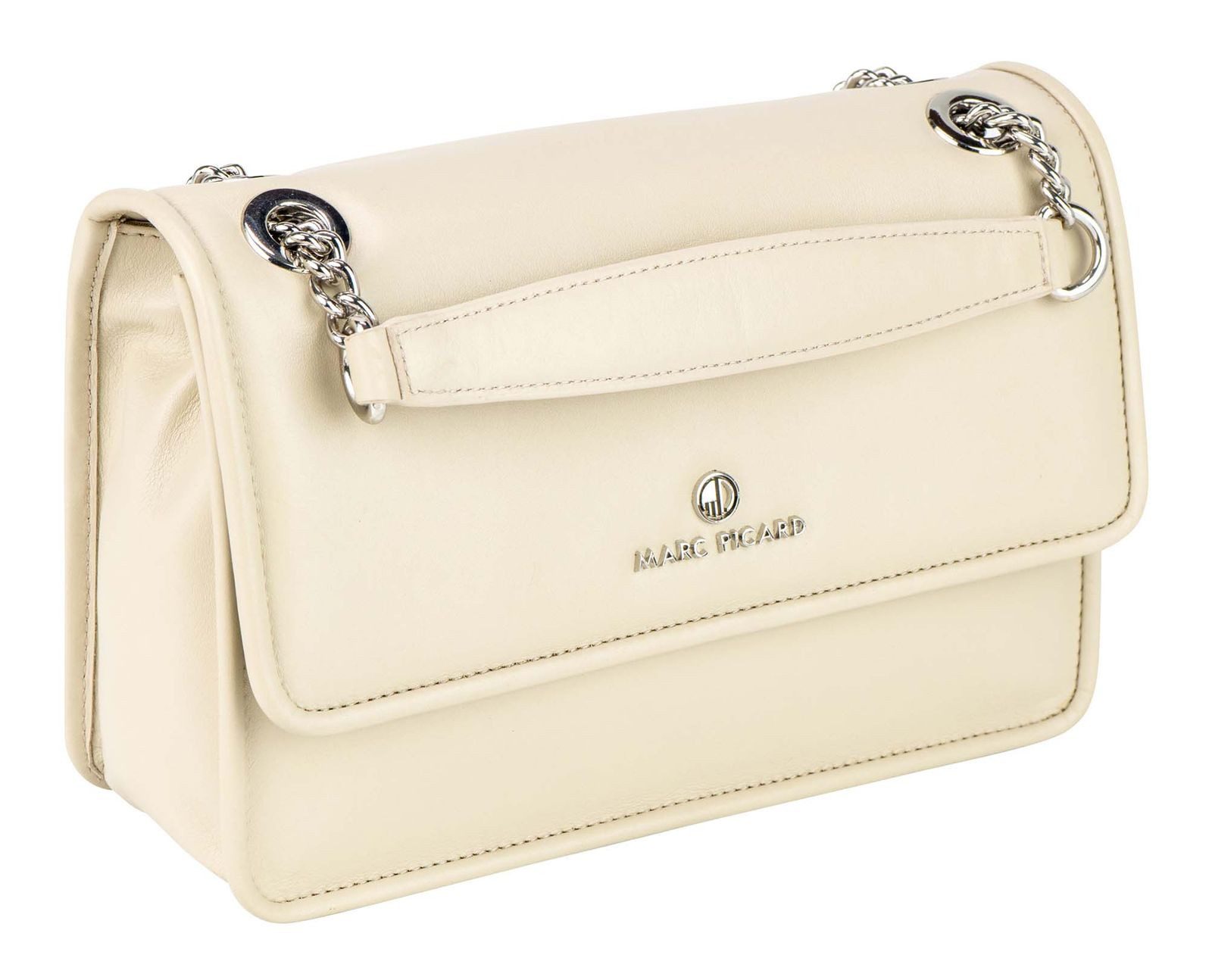 Marc Picard Schultertasche Shoulder Bag with Metal Strap, aus echtem Rindsleder