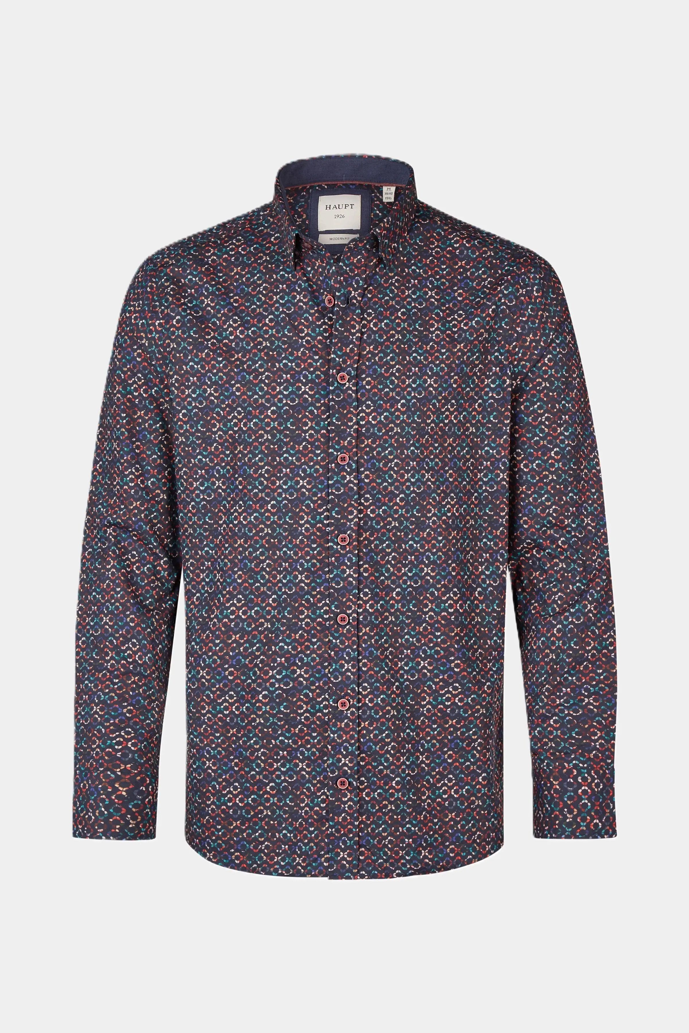 Haupt Langarmhemd Haupt Modern Fit Langarm Baumwoll-Herrenhemd orientalisches Muster