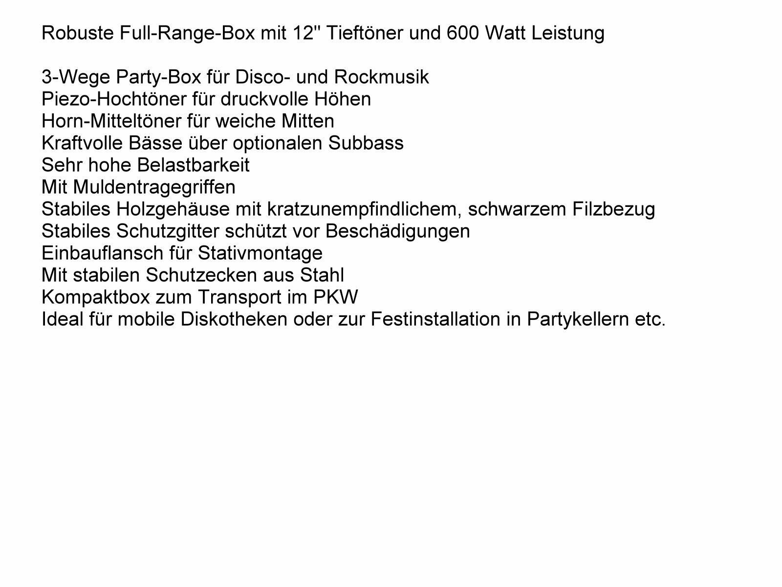 Stativ W) 3 Musik Party-Lautsprecher Powermixer Kabel (600 Anlage Boxen Wege DSX