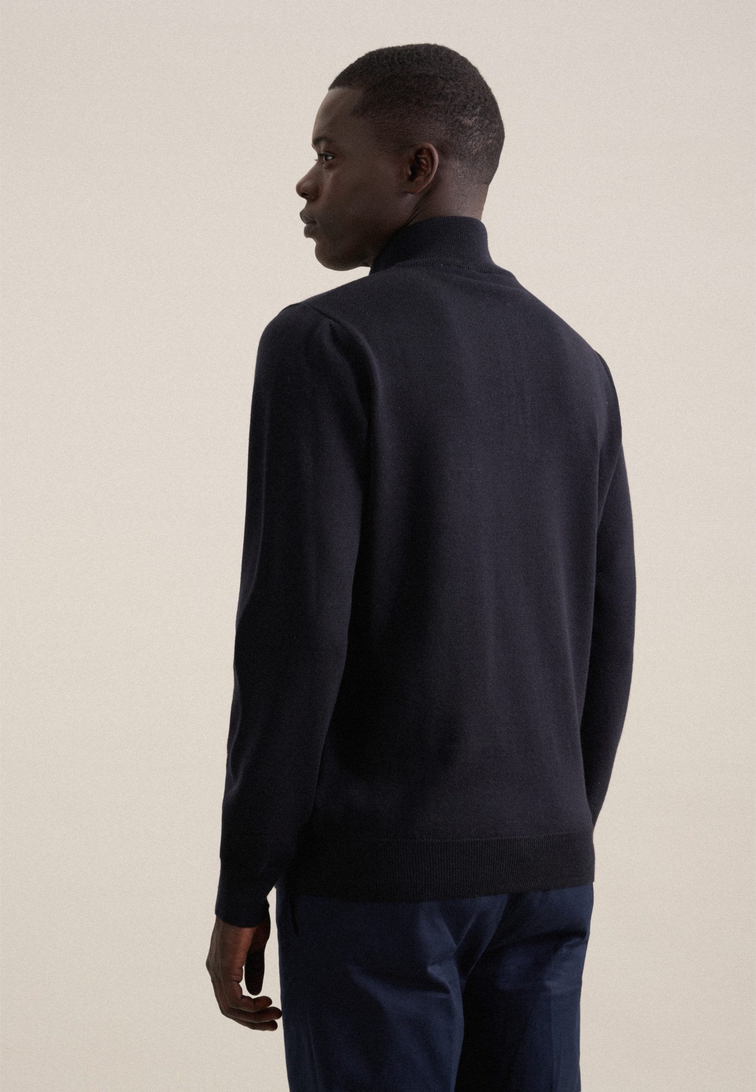 seidensticker Stehkragenpullover Schwarze Rose Quarter Zip Uni