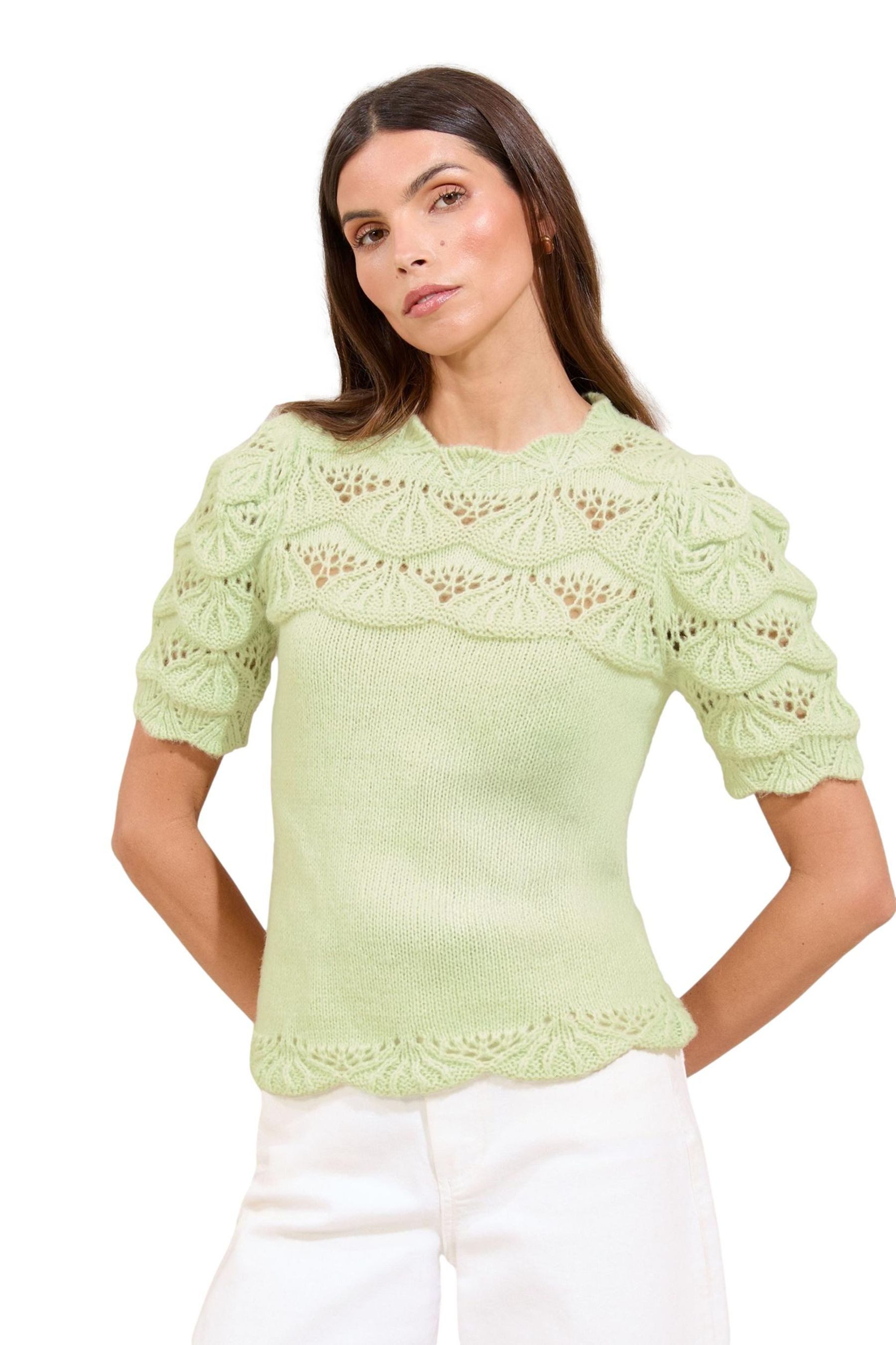 Rundhalspullover Lipsy Kurzärmeliges Strickoberteil, Regular