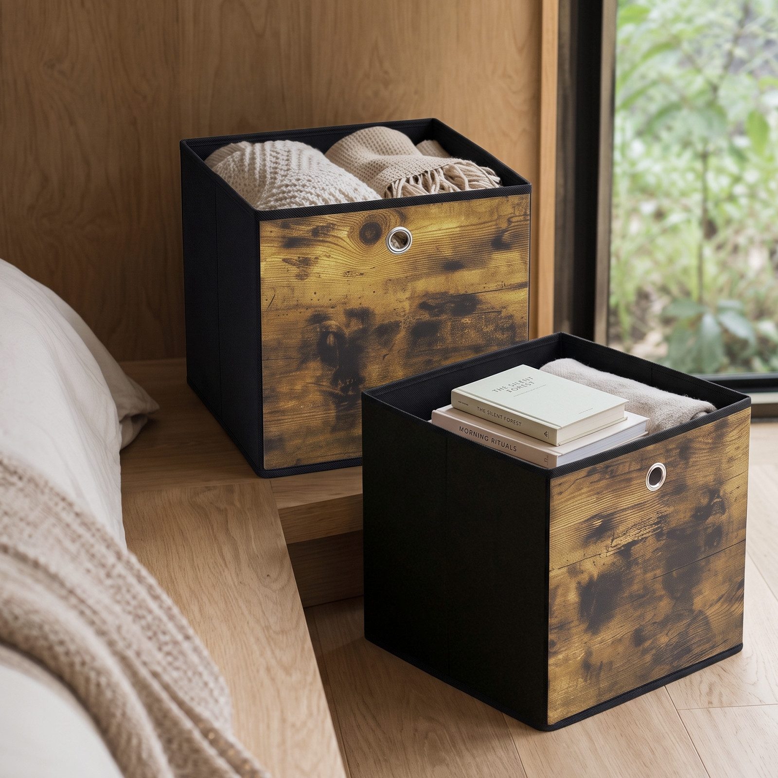 Sekey Aufbewahrungsbox Aufbewahrungsboxen 6er Set, faltbare Ordnungsboxen mit Griff, 33 x 33 x 33 cm, Braun Faltboxen aus Vliesstoff für die Aufbewahrung