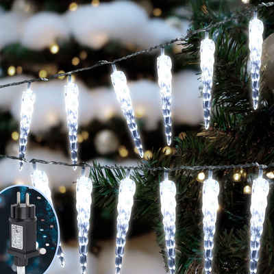 Clanmacy LED-Lichterkette 40 LED Eiszapfen Lichterketten Weihnachtsdeko Eisregen transparent