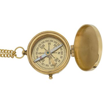 Aubaho Kompass Kompass mit Holzbox Maritim Schiff Navigation Dekoration Messing 5cm A