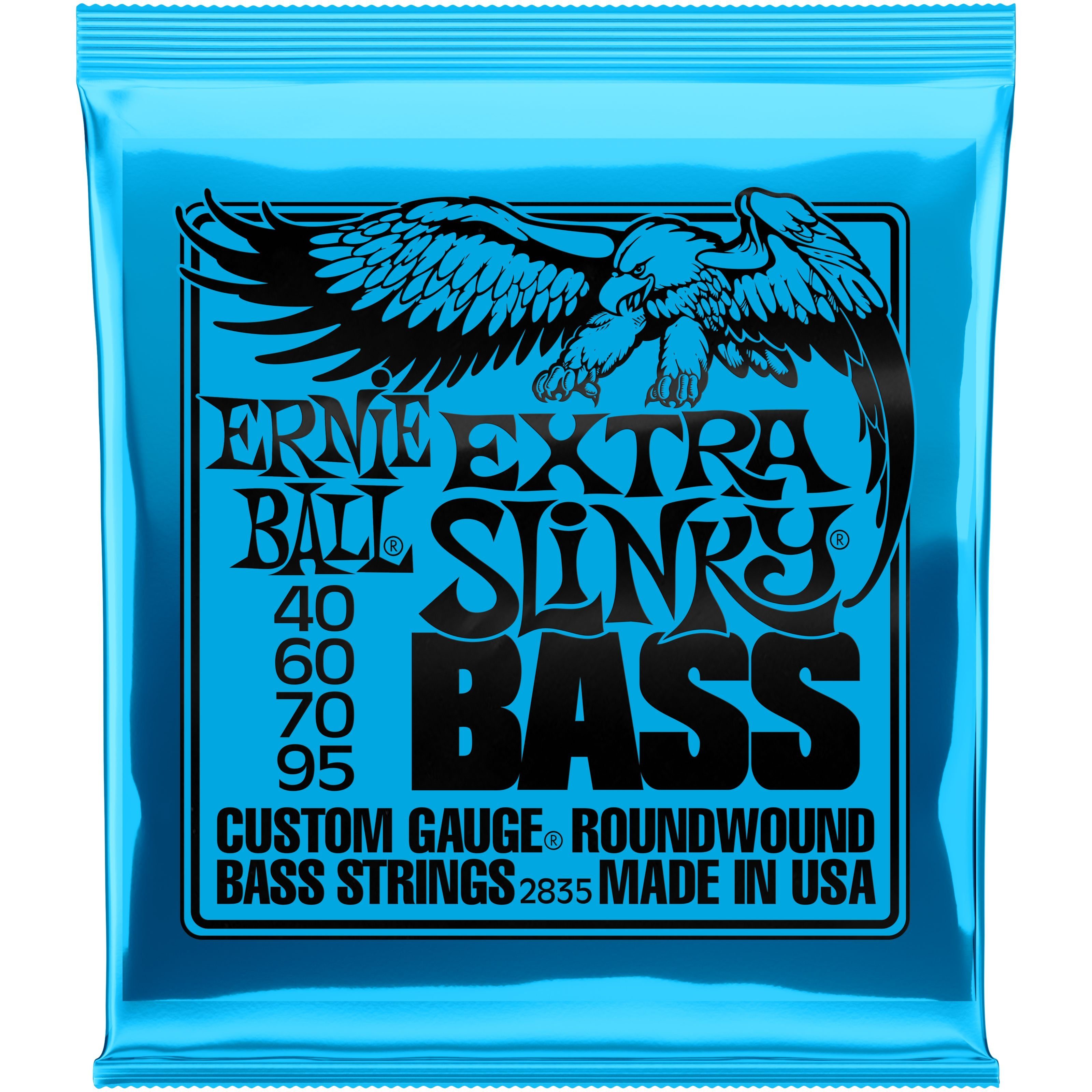 Ernie Ball Saiten, (EB2835 Nickel Wound 40-95 Extra Slinky), EB2835 Nickel Wound 40-95 Extra Slinky - Saitensatz für 4-Saiter