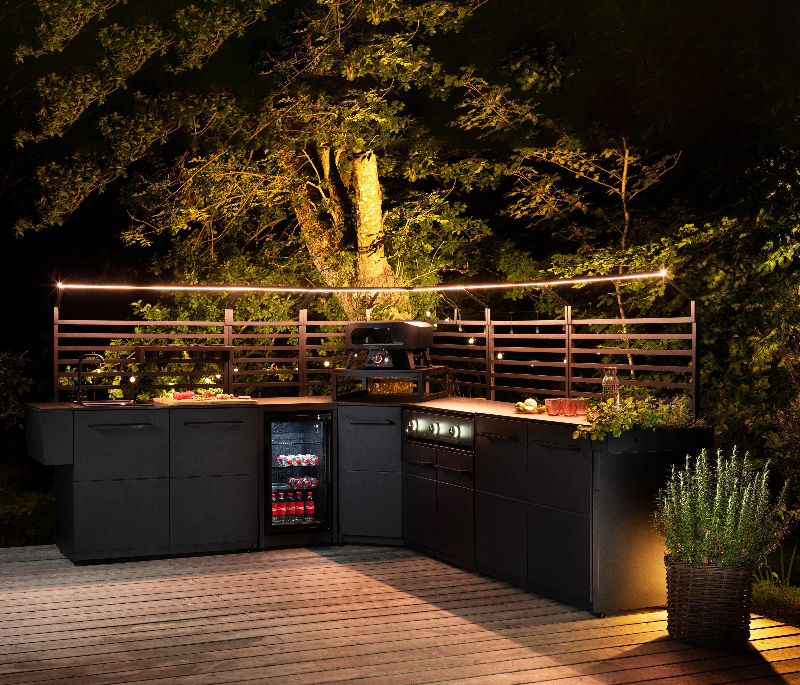 COZZE Outdoor-Küche LED-Rack, Länge 52 cm, Aluminium, schwarz, für die Cozze® Outdoor-Küche, exkl. LED Streifen