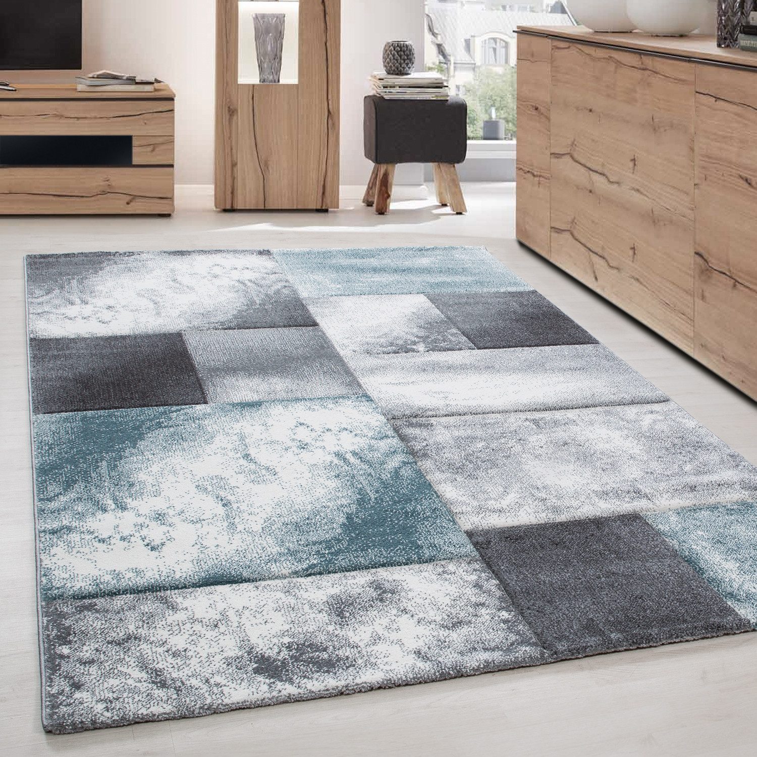 Carpettex Frisé-Teppich Kariert Design, Läufer, Höhe: günstig online kaufen